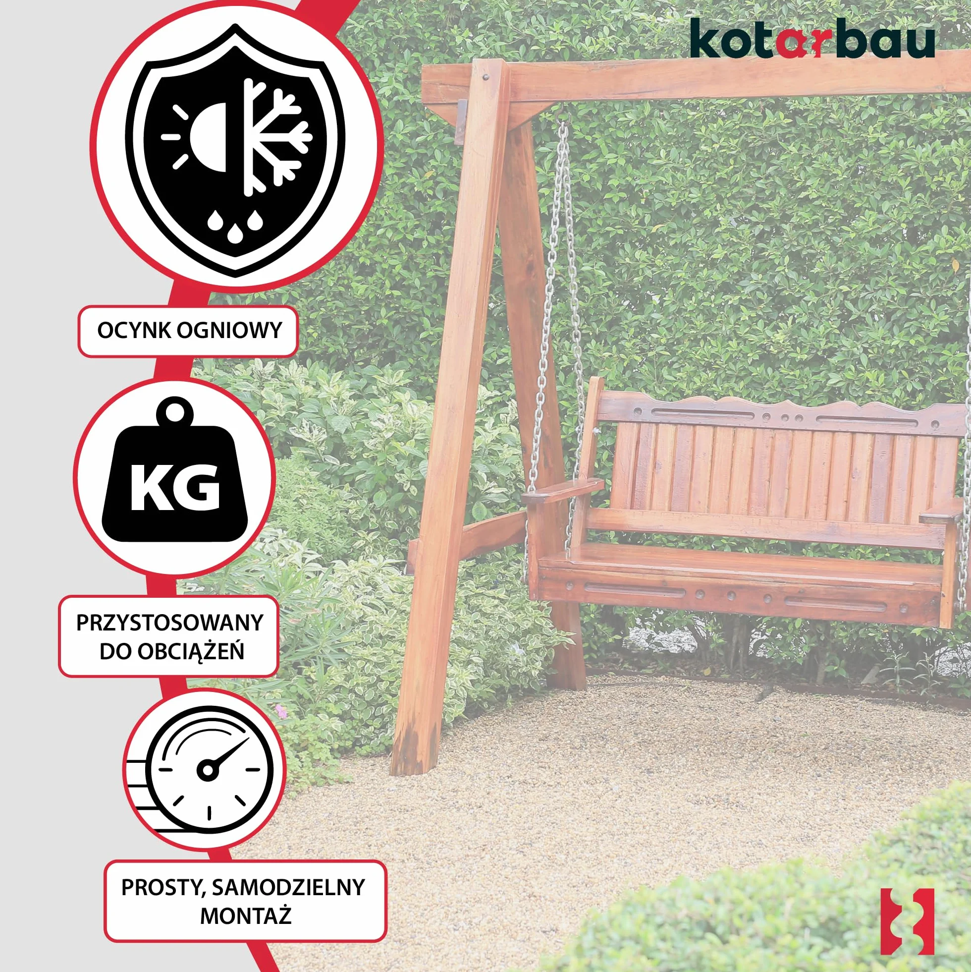 KOTARBAU® Podstawa Huśtawki - 50 CM - Kotwa Wbijana do Ziemi - Podstawa Słupa - Mocowanie Huśtawki - Zestaw 4 SZT