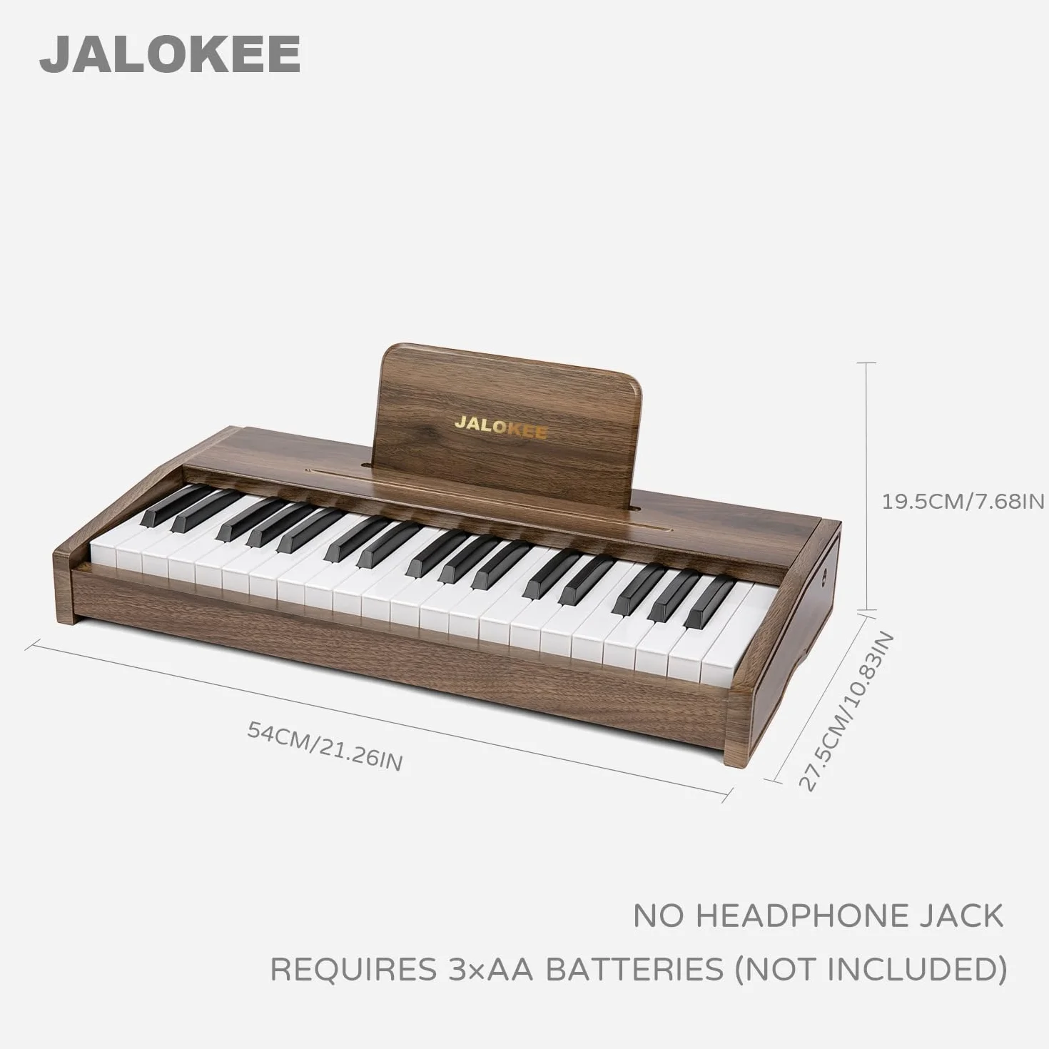 Klawiatura fortepianowa dla dzieci, instrument muzyczny, zabawka edukacyjna, drewniany fortepian dla małych dzieci, dziewcząt i chłopców (orzech, 37 klawiszy)