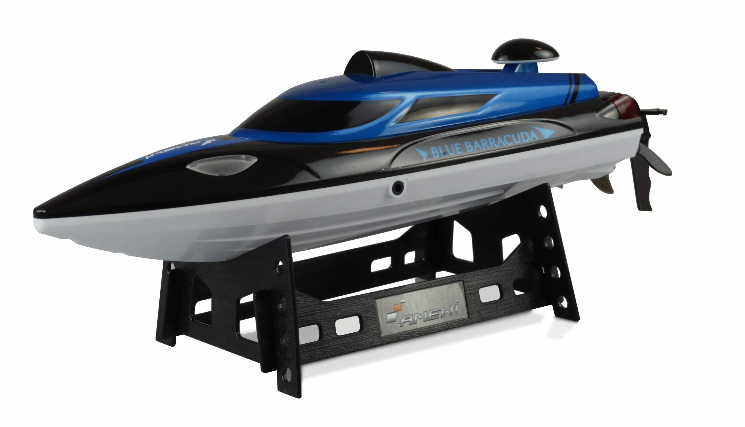 Amewi 26093 Blue Barracuda V2 Mini Boot 2,4 GHz RTR, bezpiecznik, zabezpieczenie przed wywróceniem, podwójna pokrywa, czarno-niebieski