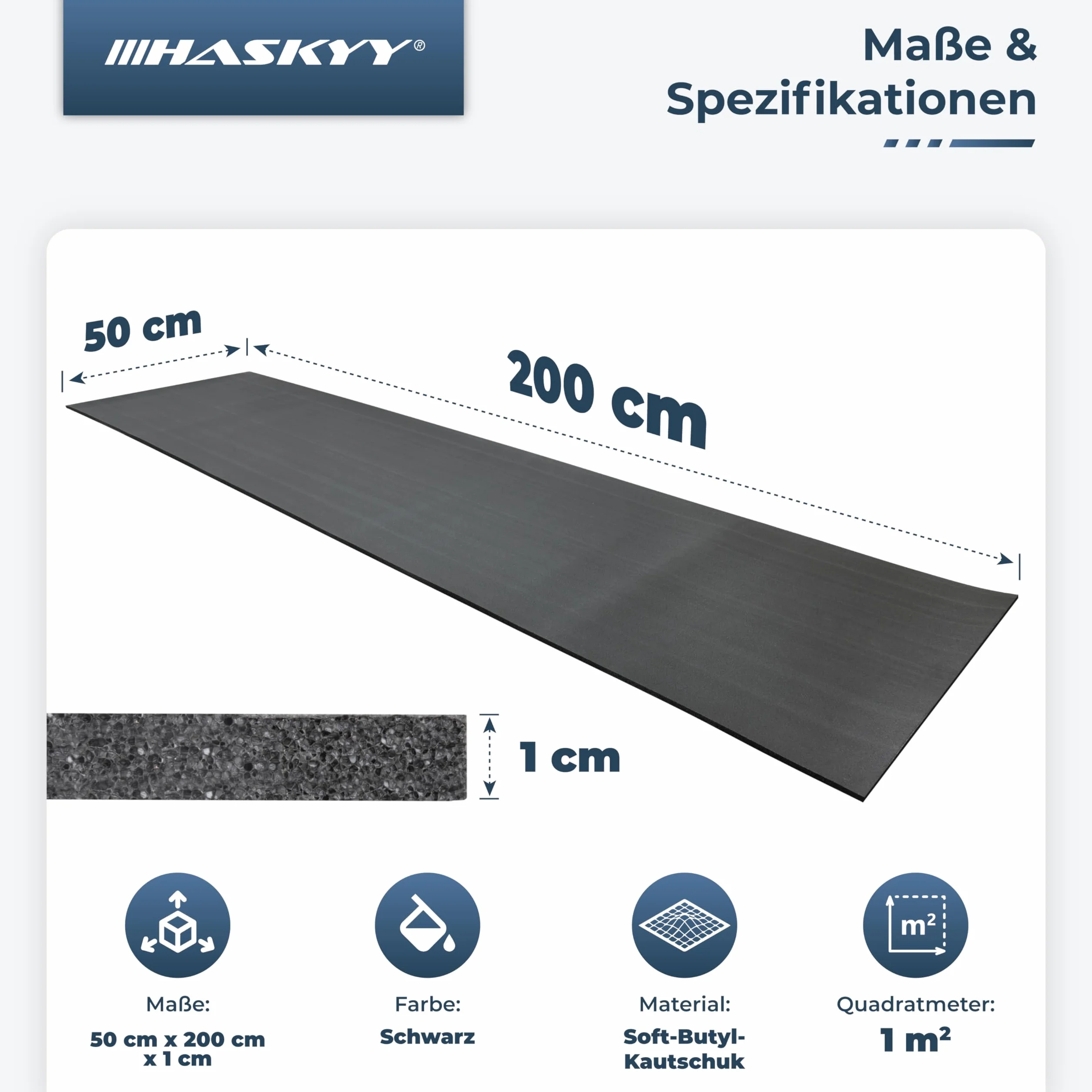 HASKYY 1QM Mata izolacyjna piankowa samoprzylepna 50x200x1 cm ognioodporna wodoszczelna 4 sztuki