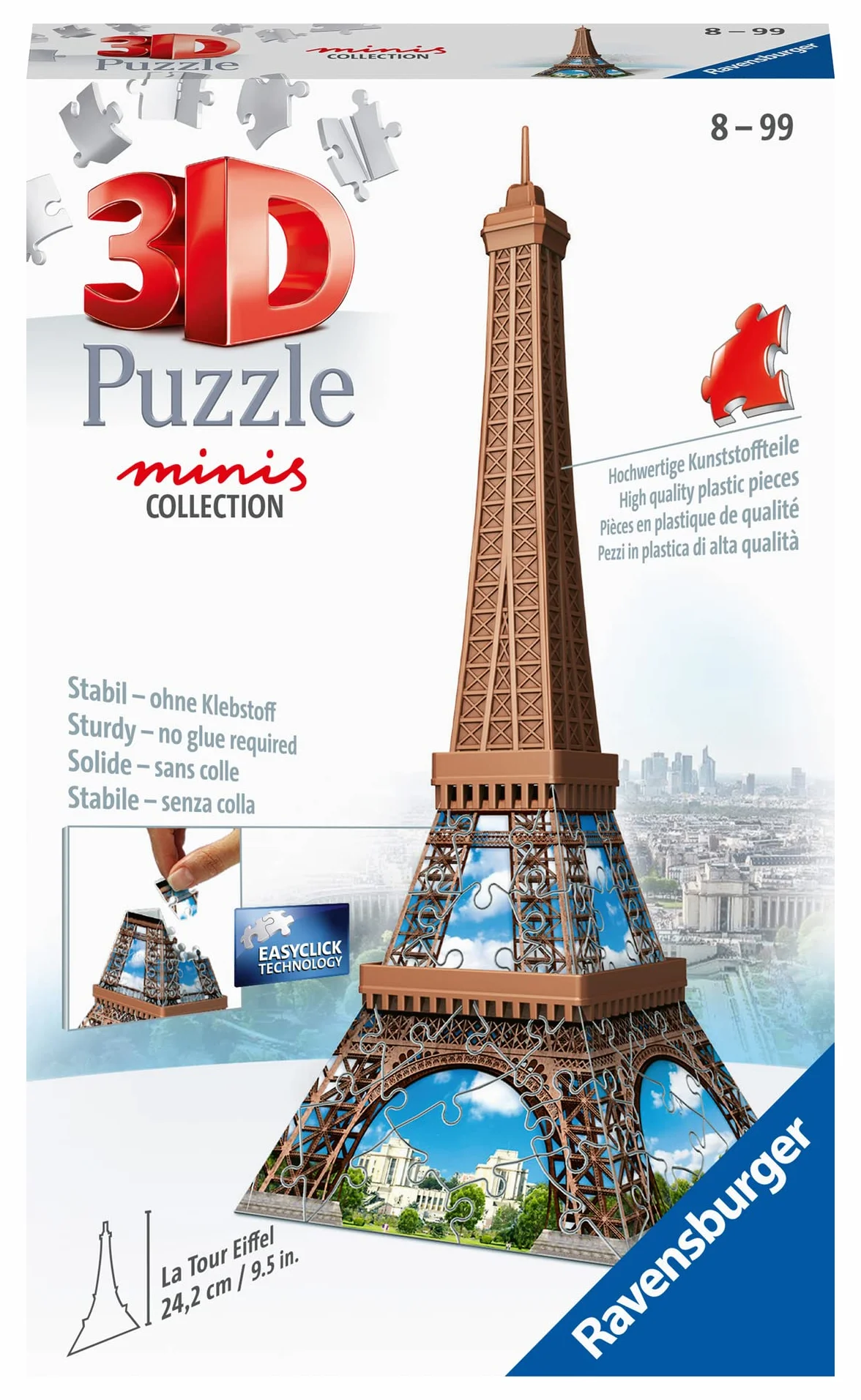Ravensburger Puzzle 3D 12536 Ravensburger Wieża Eiffel 54 Elementy Puzzle 3D Mini Budynki (12536) Dla Dzieci I Dorosłych. Technologia Easy Click - Każdy Element Pasuje Idealnie