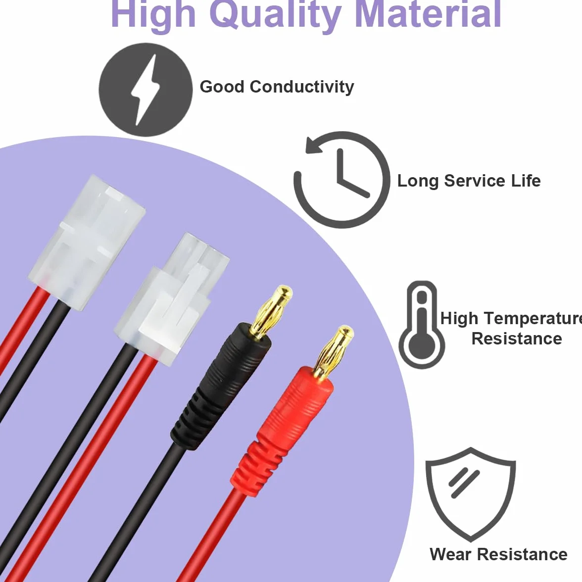 4 szt. Kabel do złącza bananowego Tamiya 4 mm Duży kabel adaptera do męsko-żeńskiego Tamiya do bananowego 4,0 mm 14 AWG, do drona RC FPV Samochód Ciężarówka Akumulator Quadcopter