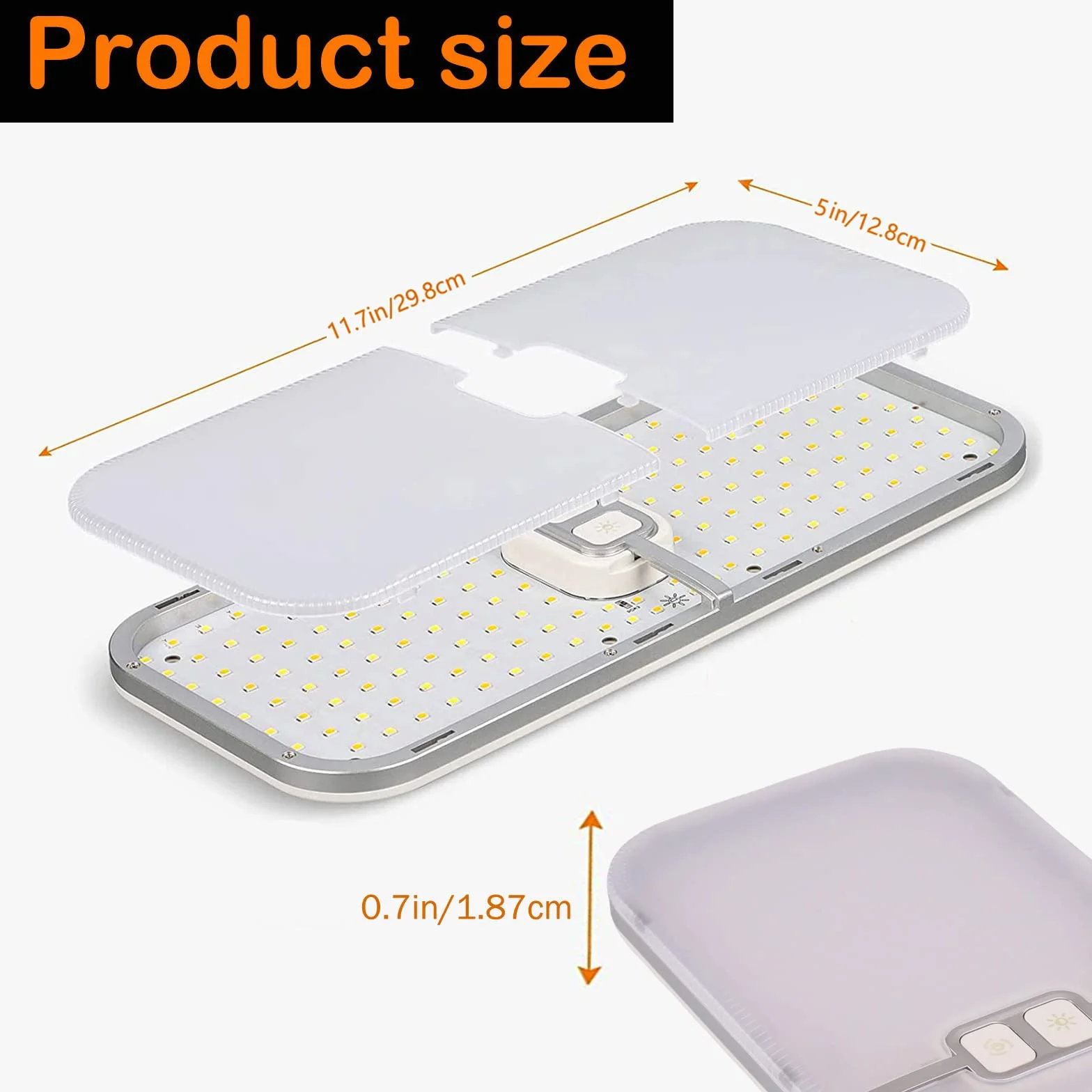Lampy LED 12 V, 204 diody LED, 15 W, możliwość ściemniania, oświetlenie dachu, przyczepy kempingowej, z przełącznikiem pamięci, białe, żółte i ciepłe światło, uniwersalne do samochodów