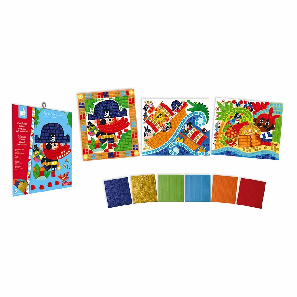 Janod - From 5 years old - Creative Kit - Pirate Mosaics - Calm Workshops - Creative Leisure - Dexterity and Concentration - J07897