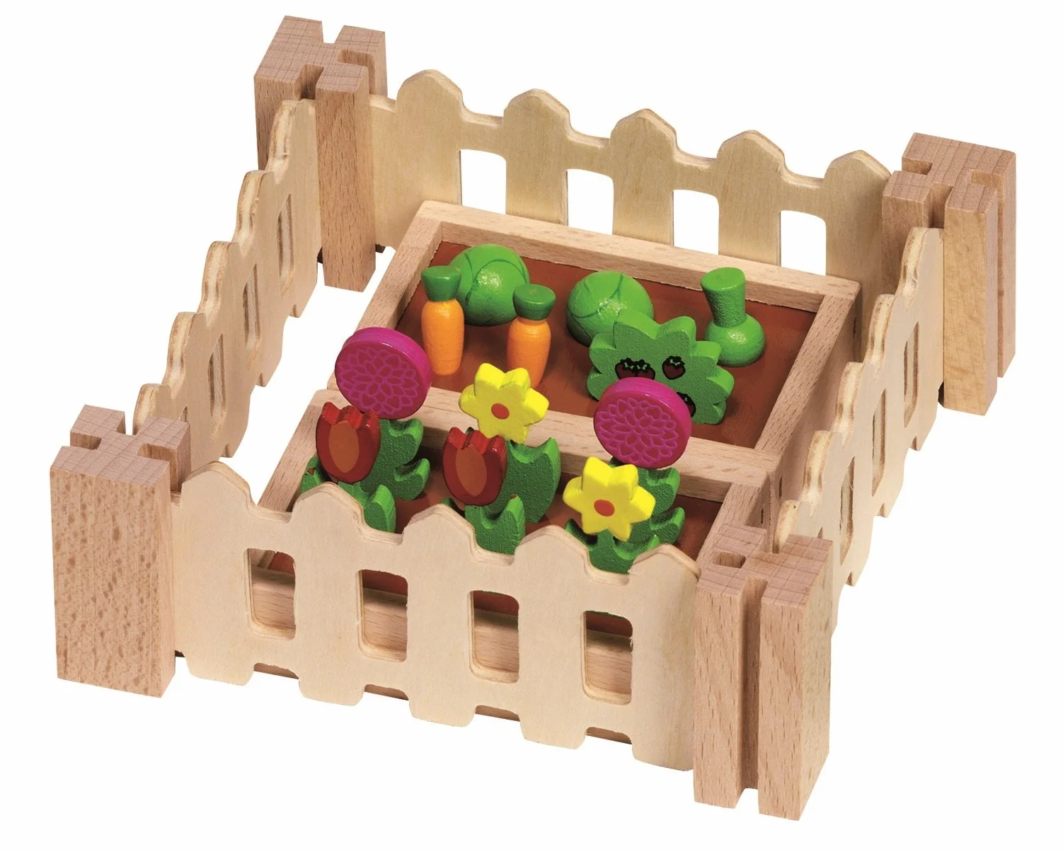 Accessoires Mein kleiner Garten, für die Puppenhäuser: Beet 7,7 x 5,3 x 1,8 cm, Holz, 32 Teile, per Set