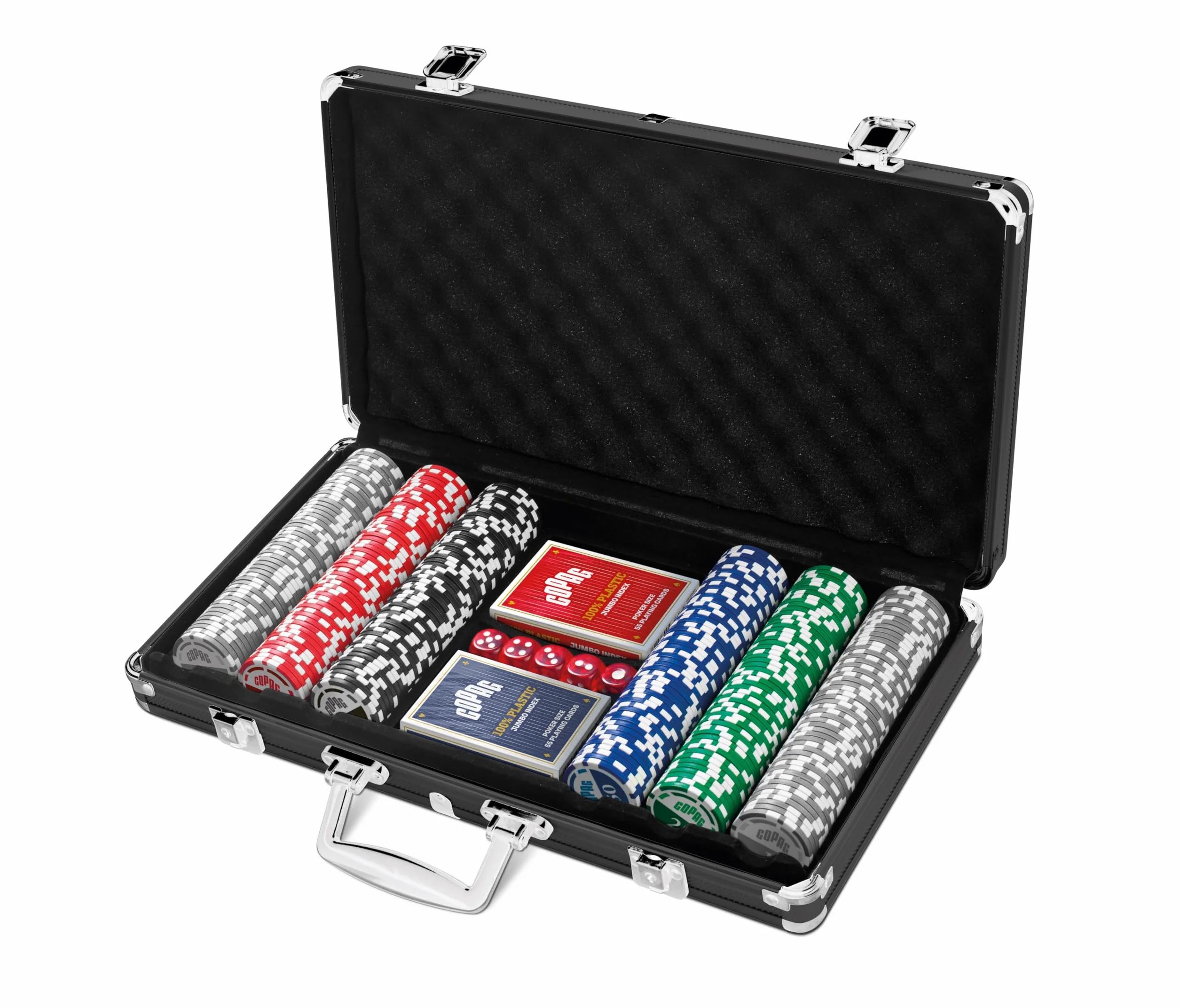 Copag Poker Set 300 żetonów i 2 Talie 100% Plastikowe Jakość Kasyno