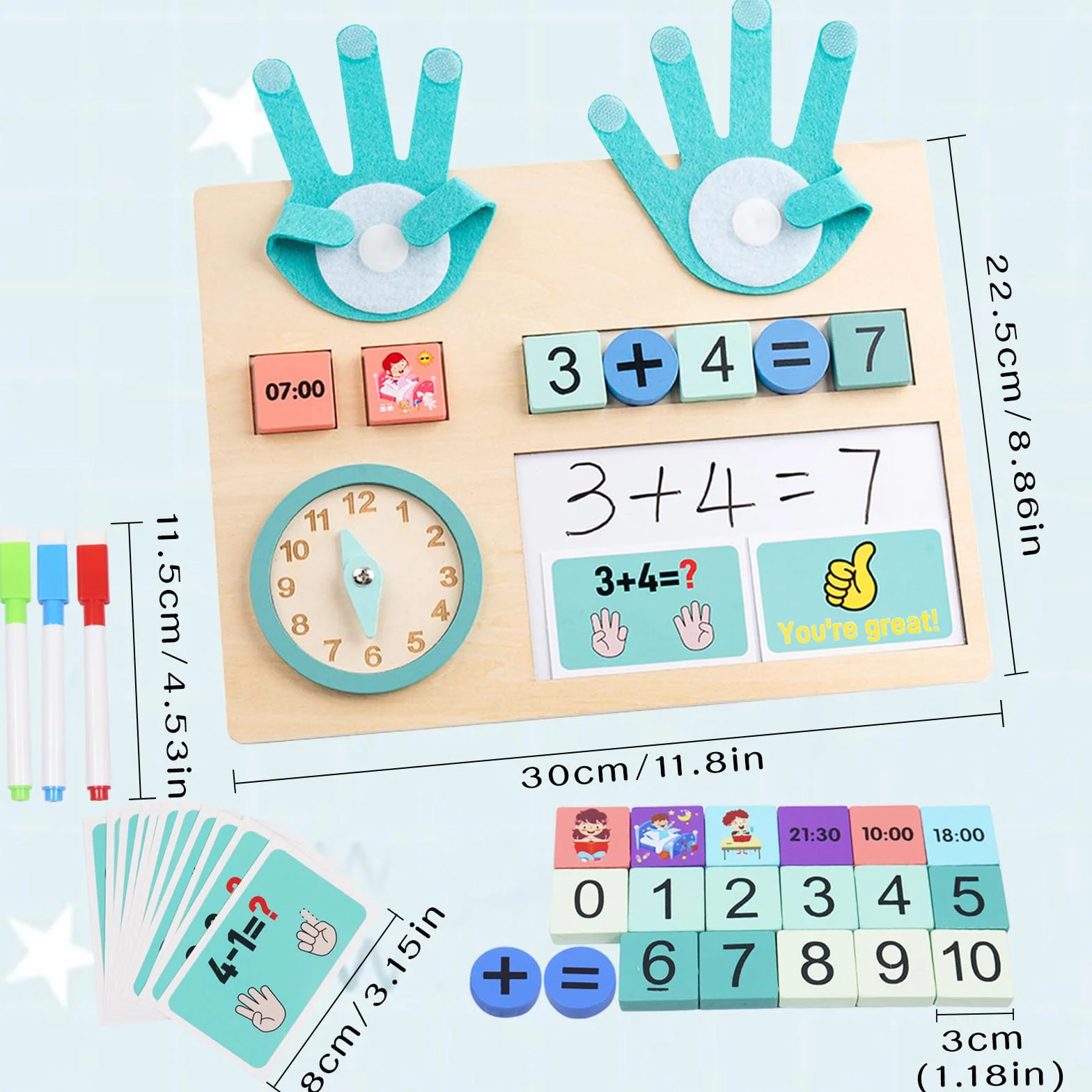 Drewniana zabawka matematyczna, do nauki liczenia palców, zabawka matematyczna, zabawka edukacyjna, zabawka edukacyjna, zabawka edukacyjna, gra cierpliwości, prezent na Boże Narodzenie
