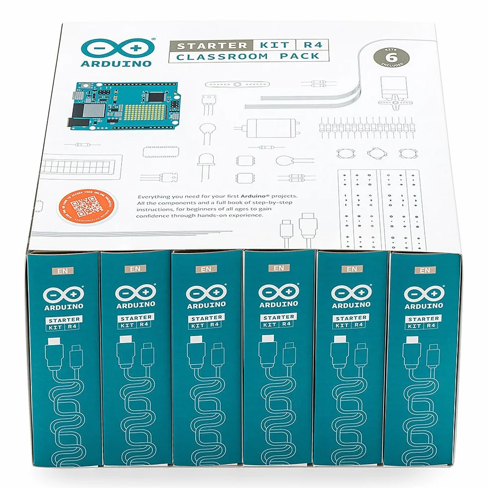 Arduino Zestaw startowy R4 [K000007_R4] – nauka elektroniki i kodowania dzięki płycie WiFi UNO R4, 13 projektów kierowanych w drukowanej książce + rosnące zasoby online, oficjalny kupon certyfikacyjny