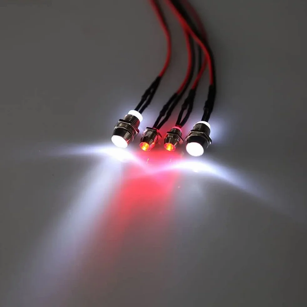 GTIWUNG 2Pack 4LED RC Car LED Reflektory Tylne Światło, Akcesoria RC 2 Biały 5mm 2 Czerwony 3mm, dla 1/8 1/10 Pilot RC Car Truck Crawler
