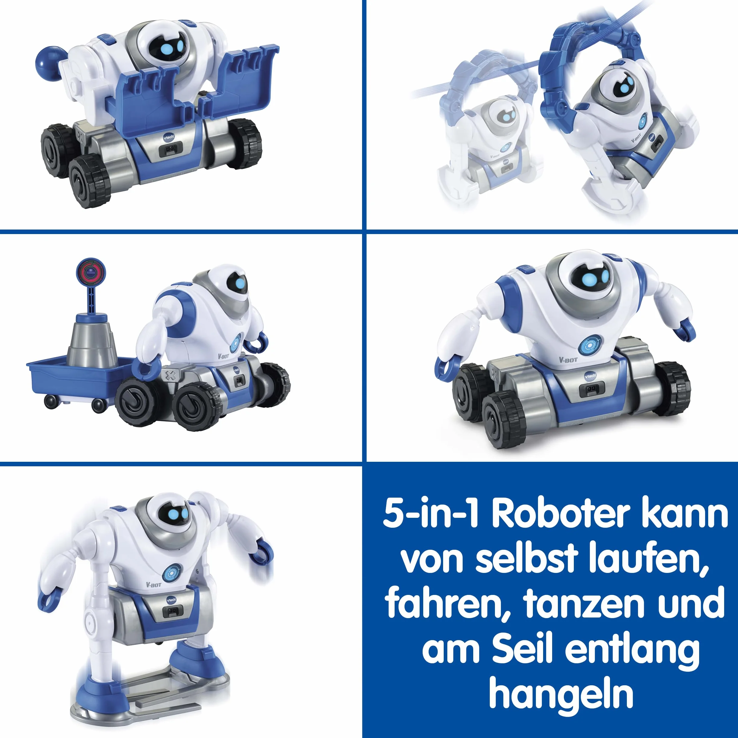VTech V-Bot – robot 5 w 1 z silnikami i ekscytującymi misjami – dla dzieci w wieku 5-12 lat