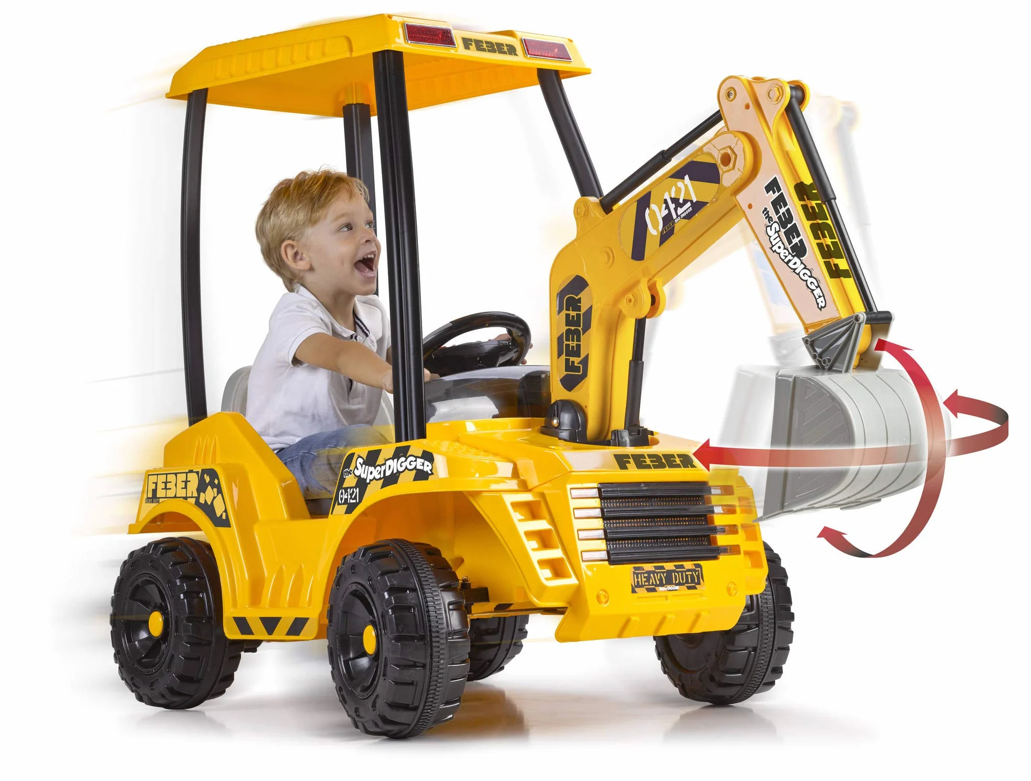 FEBER - Super Digger, koparka akumulatorowa dla dzieci w wieku od 3 lat, 12V (Famosa 800012320)