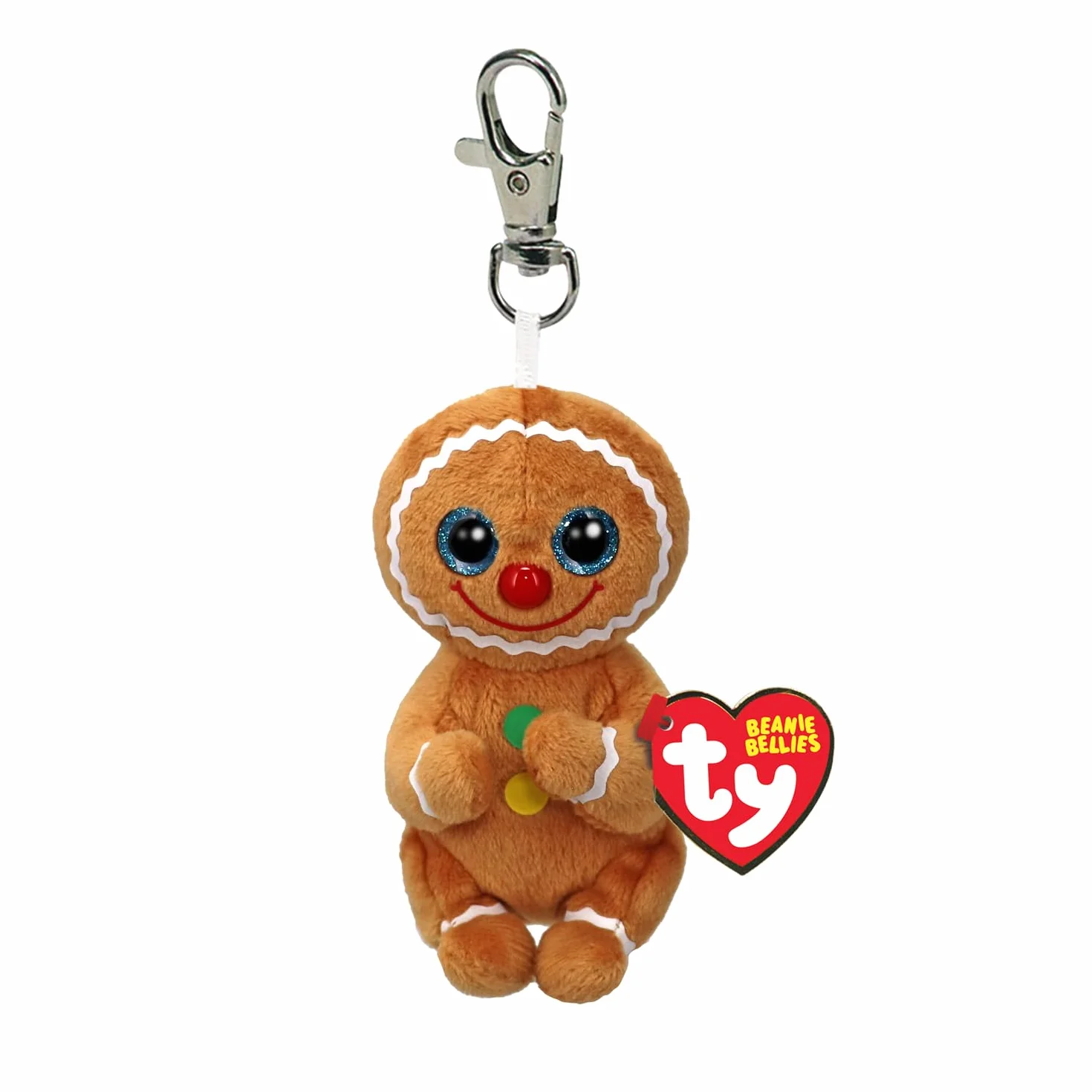 Ty Beanie Bellies Clips - Pluszowy pierścień na klucze, Cookie piernik z zielonymi okularami brokat, oryginalne miękkie zwierzęta z bekonem 12 cm - T43118