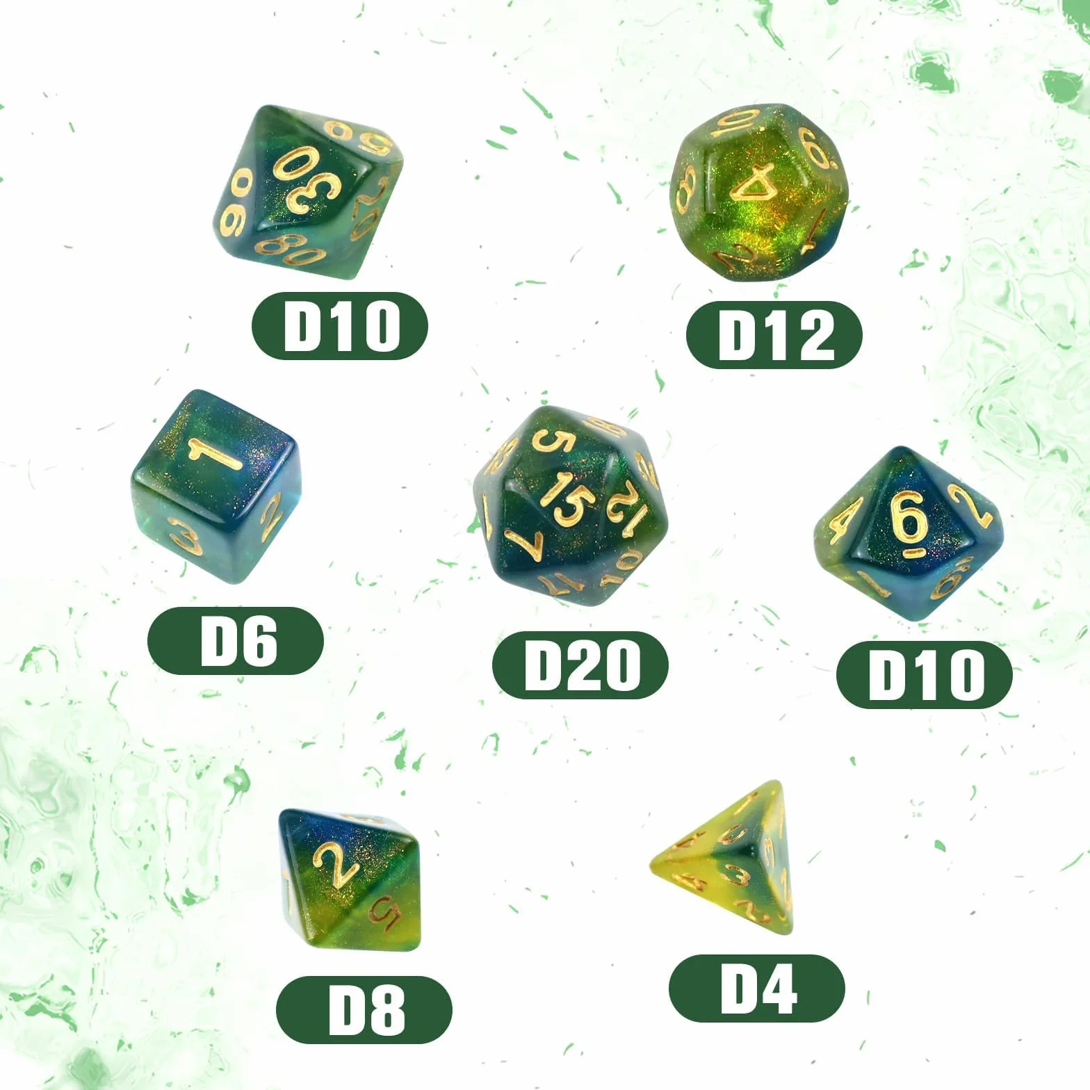 Zestaw wielościennych kostek, 7 sztuk DND Dice, zestaw błyszczących kostek, do lochów i smoków, MTG, kostki RPG, gry stołowe D&D D20 D12 D10 D8 D6 D4