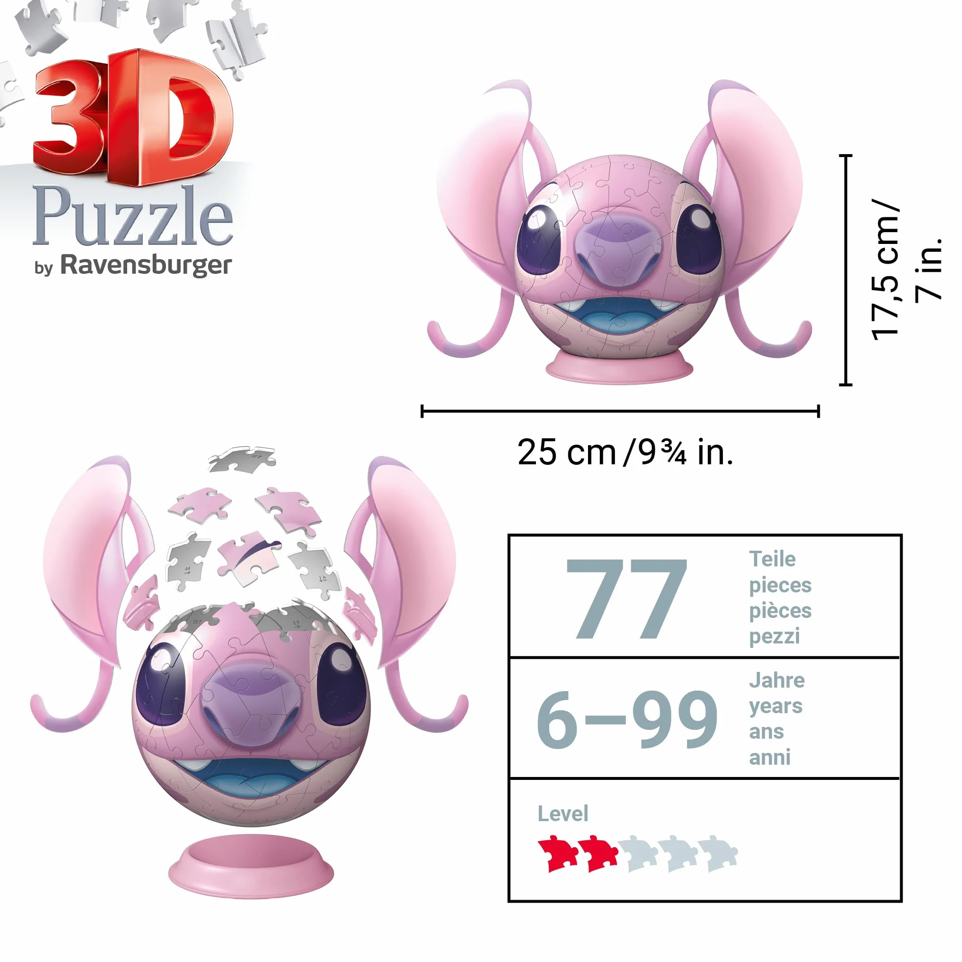 Ravensburger Puzzle 3D Kula Disney Stitch Andzia z uszami