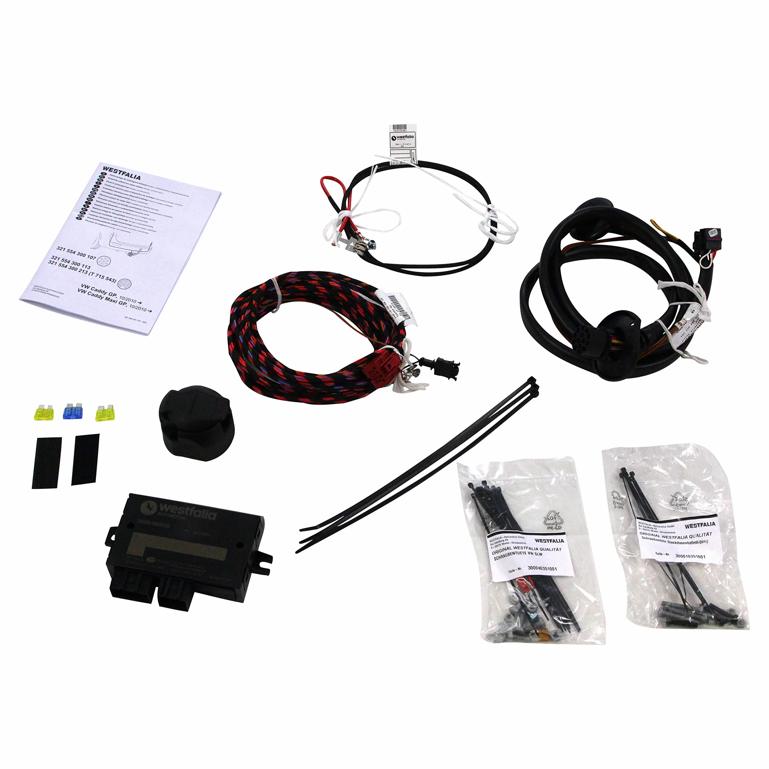 Westfalia zestaw elektryczny 13-biegunowy i specyficzny dla pojazdu do VW Caddy 3 + 4 (w tym Life i 4x4 / 4-Motion) (od roku produkcji 09/2010)