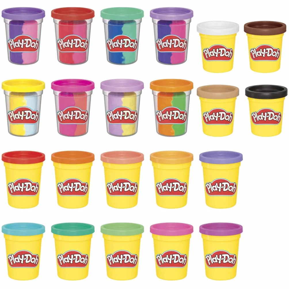 Najlepszy zestaw różnych rodzajów i kolorów ciastoliny Play-Doh, 22 tuby, zabawy plastyczne dla dzieci