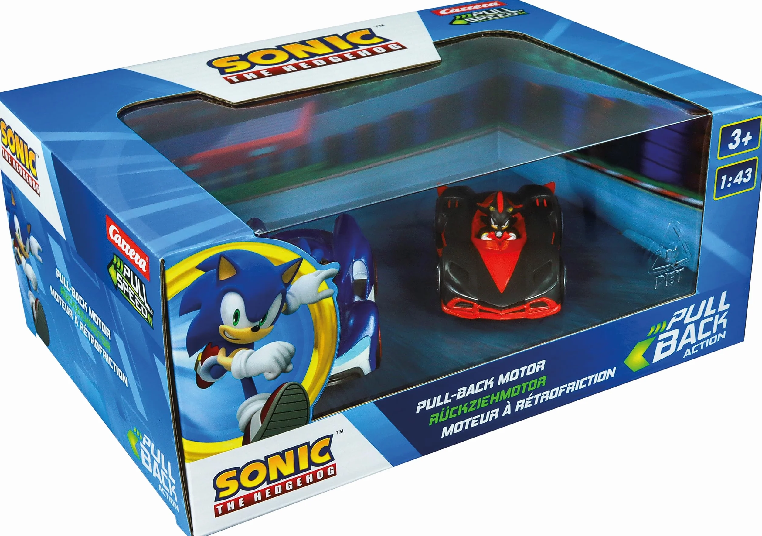 Pull & Speed 15813023 Jeż Sonic 2 pojazdy z silnikiem odciągowym autentyczne postacie Sonic idealny jako prezent lub do własnej kolekcji skala 1:43 od 3 lat