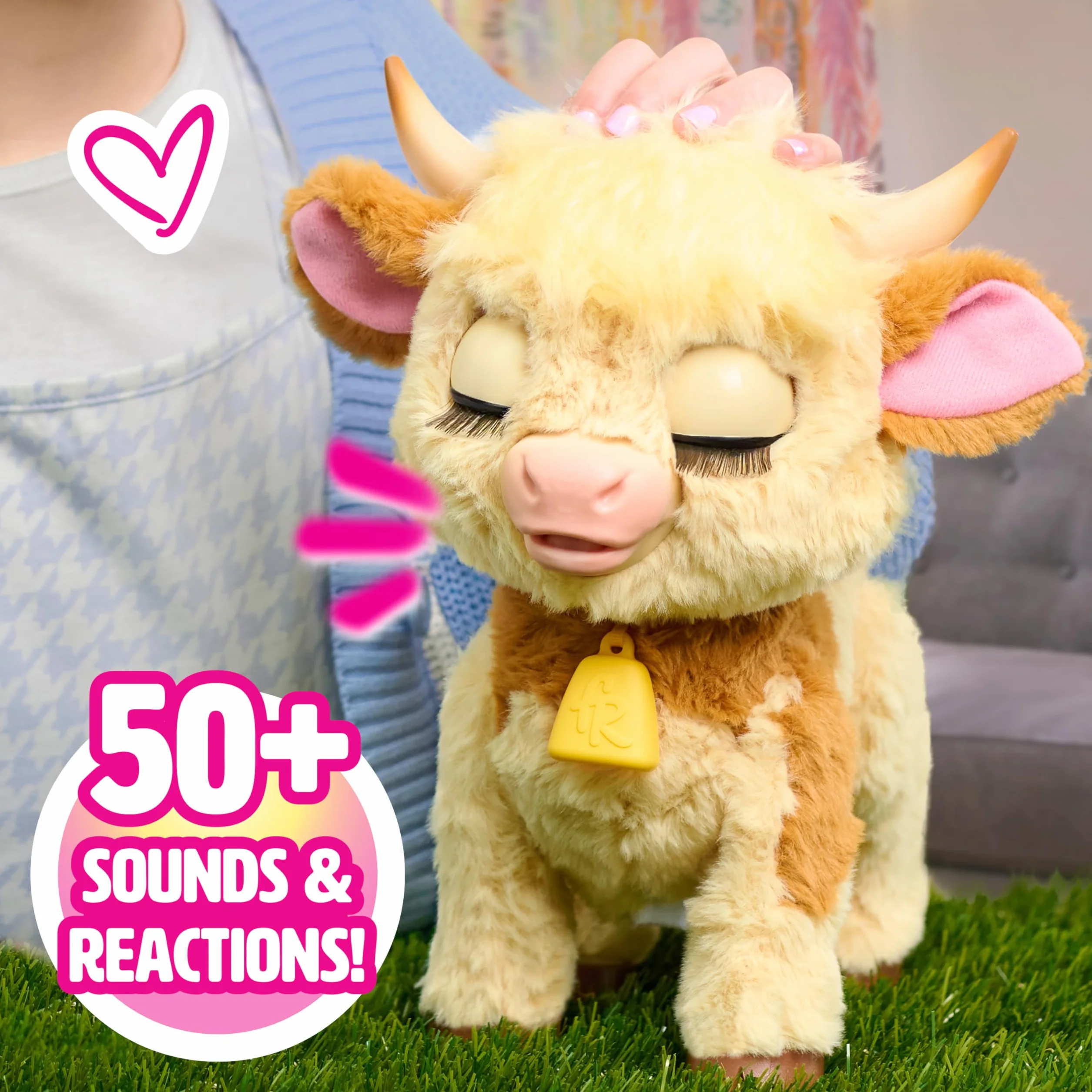 furReal Maggie the Feed & Follow Cow, 11 Inch Interactive Highland Mini Cow, for Boys and Girls, Ages 4 and up