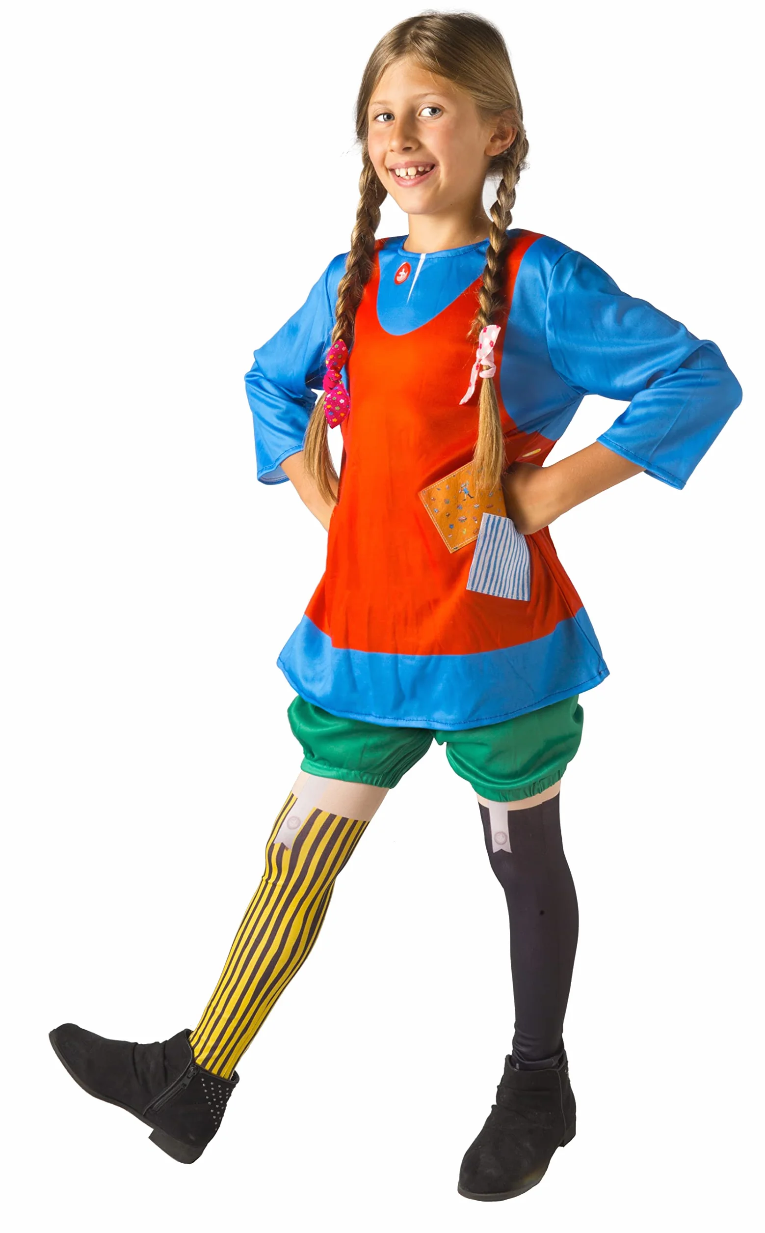 Pippi Longstocking costume disguise girl official (Size 7-9 years)