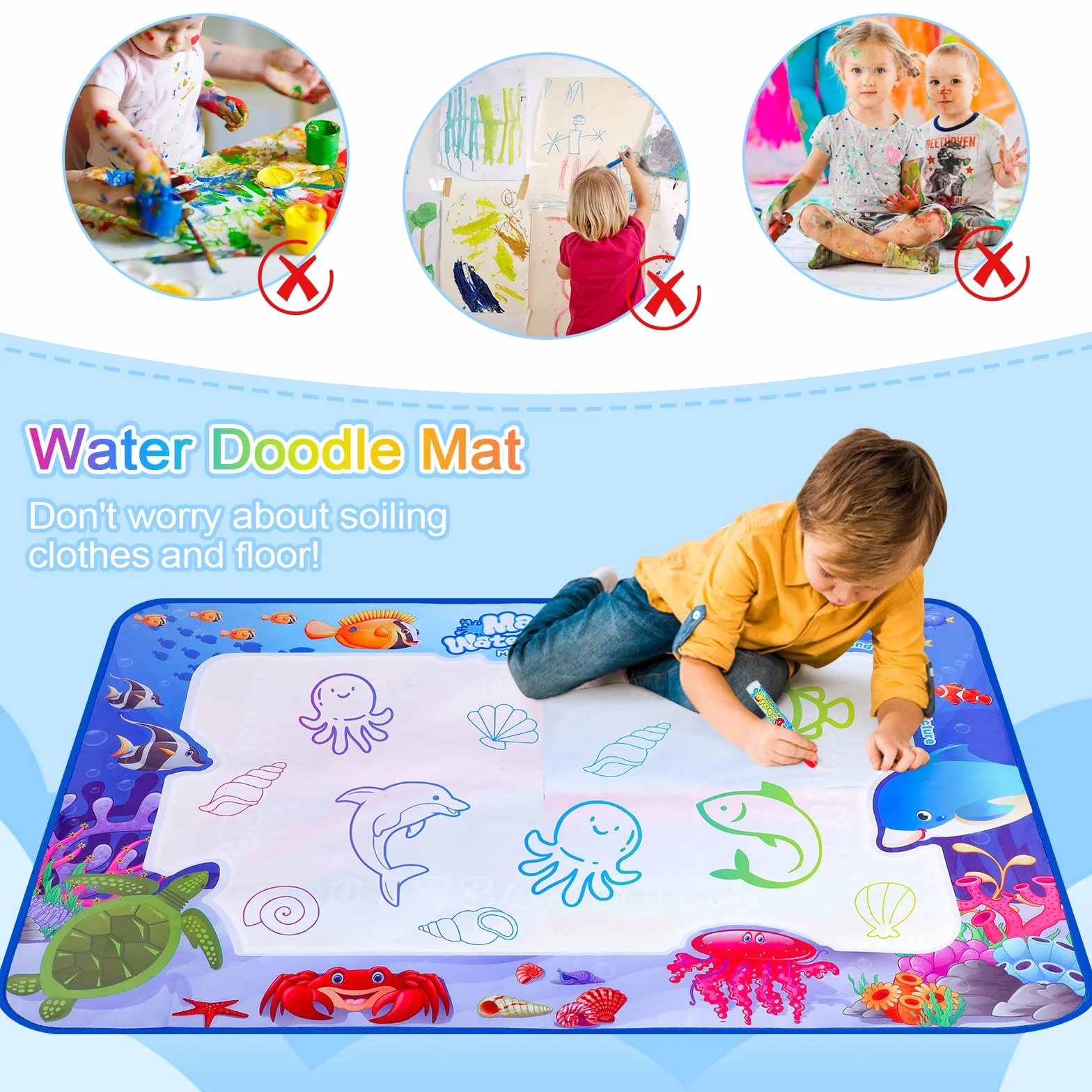 Aquadoodle od 1rok – mata domalowania dla dzieci od 1, 2, 3 lat, zabawka do kreatywnego malowania wodnego