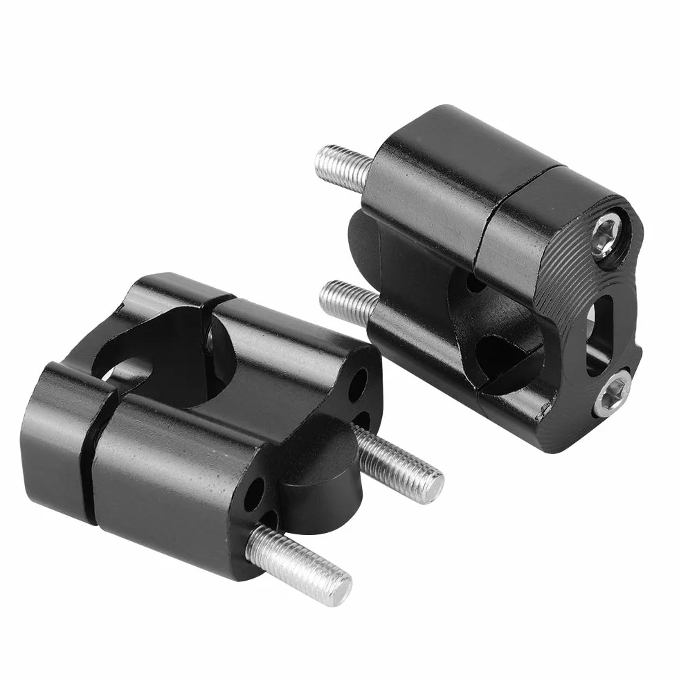 Para 22mm/28mm 1/8 Cala 7/8 Cala Zaciski do Mocowania na kierownicę Motocykla Adapter Podwyższający CNC Stop Aluminium, łatwy w Montażu Bez Wiercenia i Spawania (BLACK)