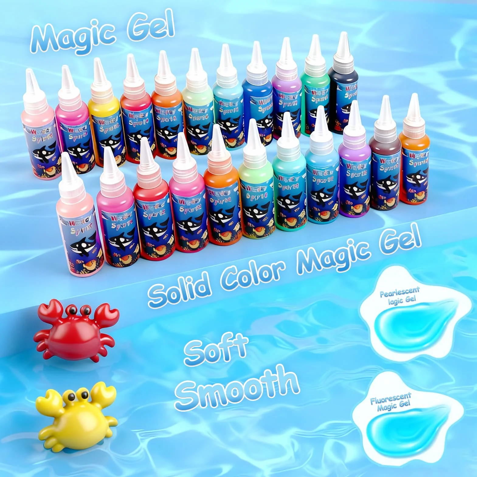 TEBOKHAD Magic Water Elf Toy Kit, 71 sztuk Aqua Gelz DIY zabawka dla dzieci, z 24 kolorowymi żelami, 24 foremkami, kreatywna zabawka i prezent dla dzieci od 3 lat, chłopców i dziewcząt