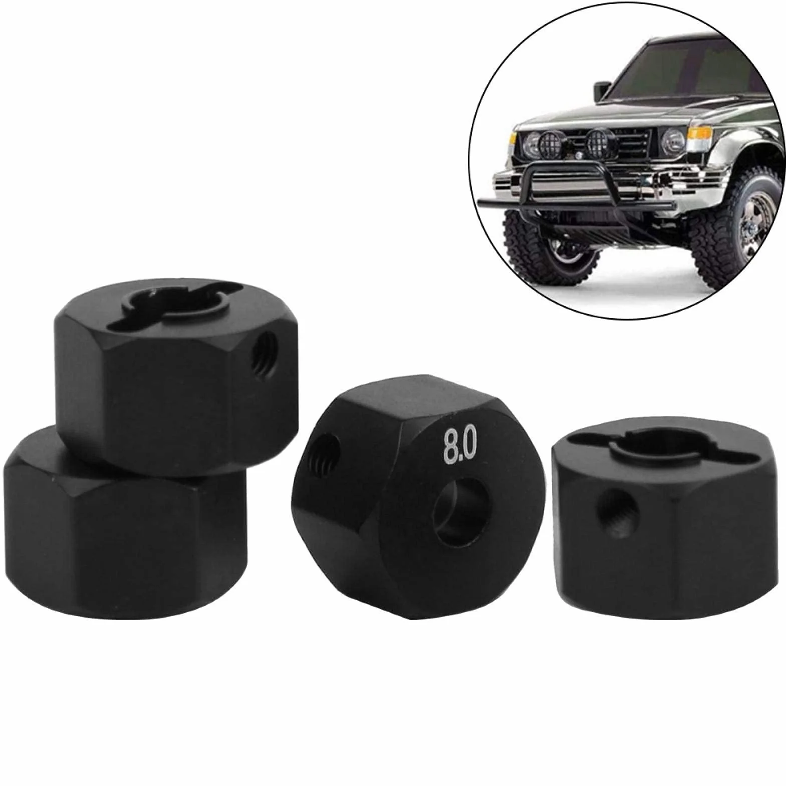 Tbest Wheel Hex Hub, Aluminiowa piasta koła Hex Hub Adapter Część ulepszona Kompatybilna z SCX10 90046 90047 RR10 RC Crawler (8,0 mm)