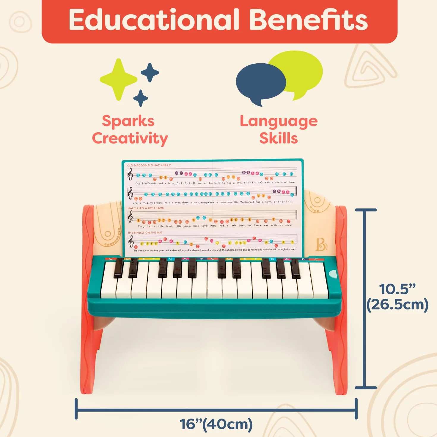 B. toys by Battat BX1819Z Drewniane pianino Mini Maestro - Od 3 lat