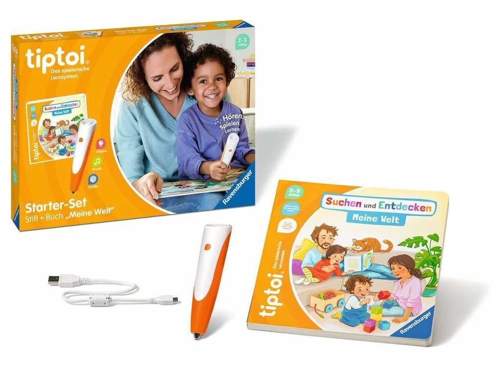 Ravensburger Starter-Set Tiptoi Elektroniczy Długopis, Biały/Pomarańczowy, Od 2 lat