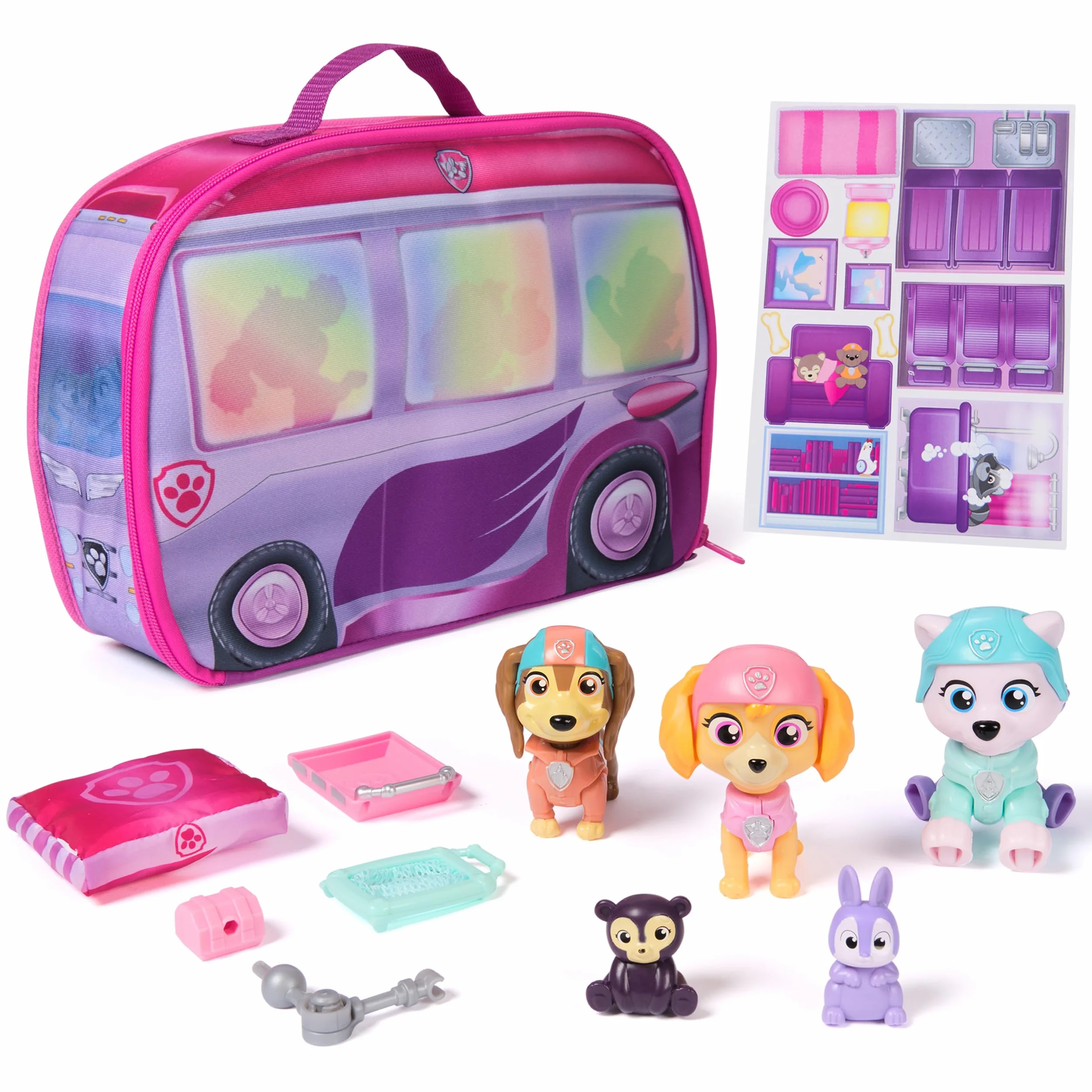 PAW Patrol Skye's World Pupcation Rescue Set z figurkami Skye, Everest & Liberty Bobble Head i kamperem RV, zabawkami dla dzieci dla chłopców i dziewcząt w wieku od 3 lat