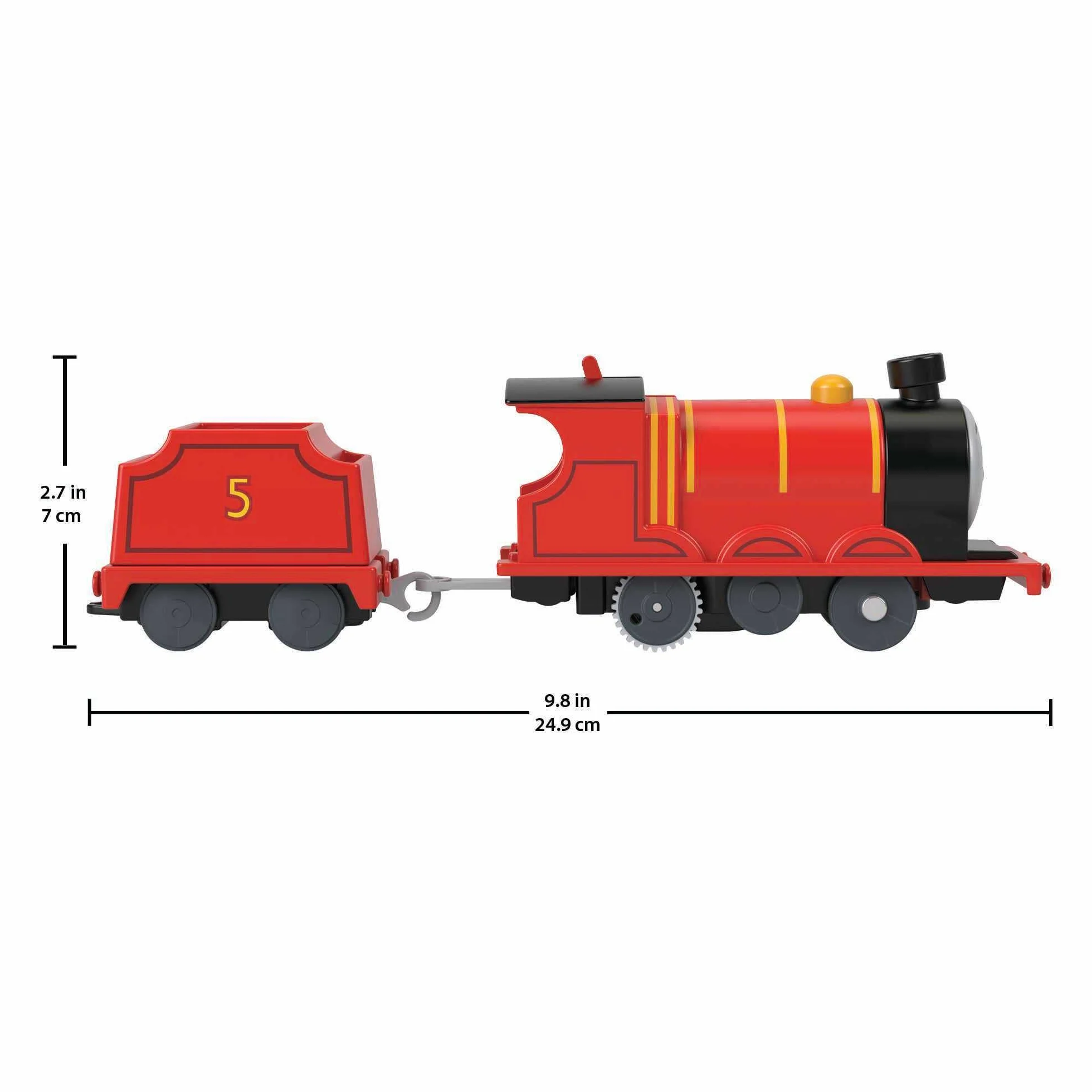 Thomas & Friends Motorized Toy Train James silnik zasilany bateriami z przetargiem do zabawy w wieku przedszkolnym dla dzieci w wieku od 3 lat, HDY70