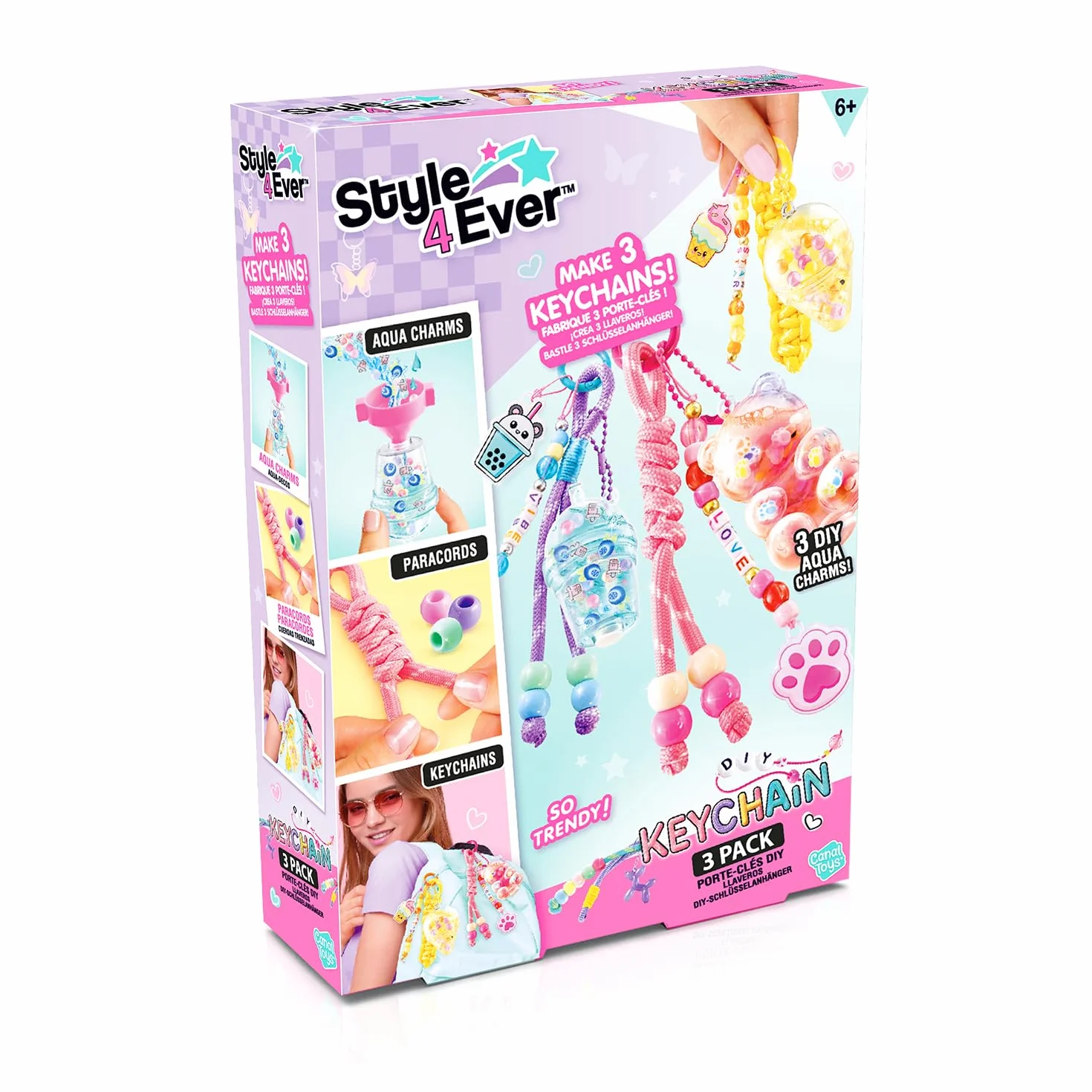 Canal Toys - Style 4 Ever - Zestaw breloczków do kluczy DIY - Stwórz zestaw 3 bardzo stylowych i modnych unikalnych kluczy - Pomysł na prezent dla dzieci od 6 lat - Kreatywny wypoczynek - OFG 367