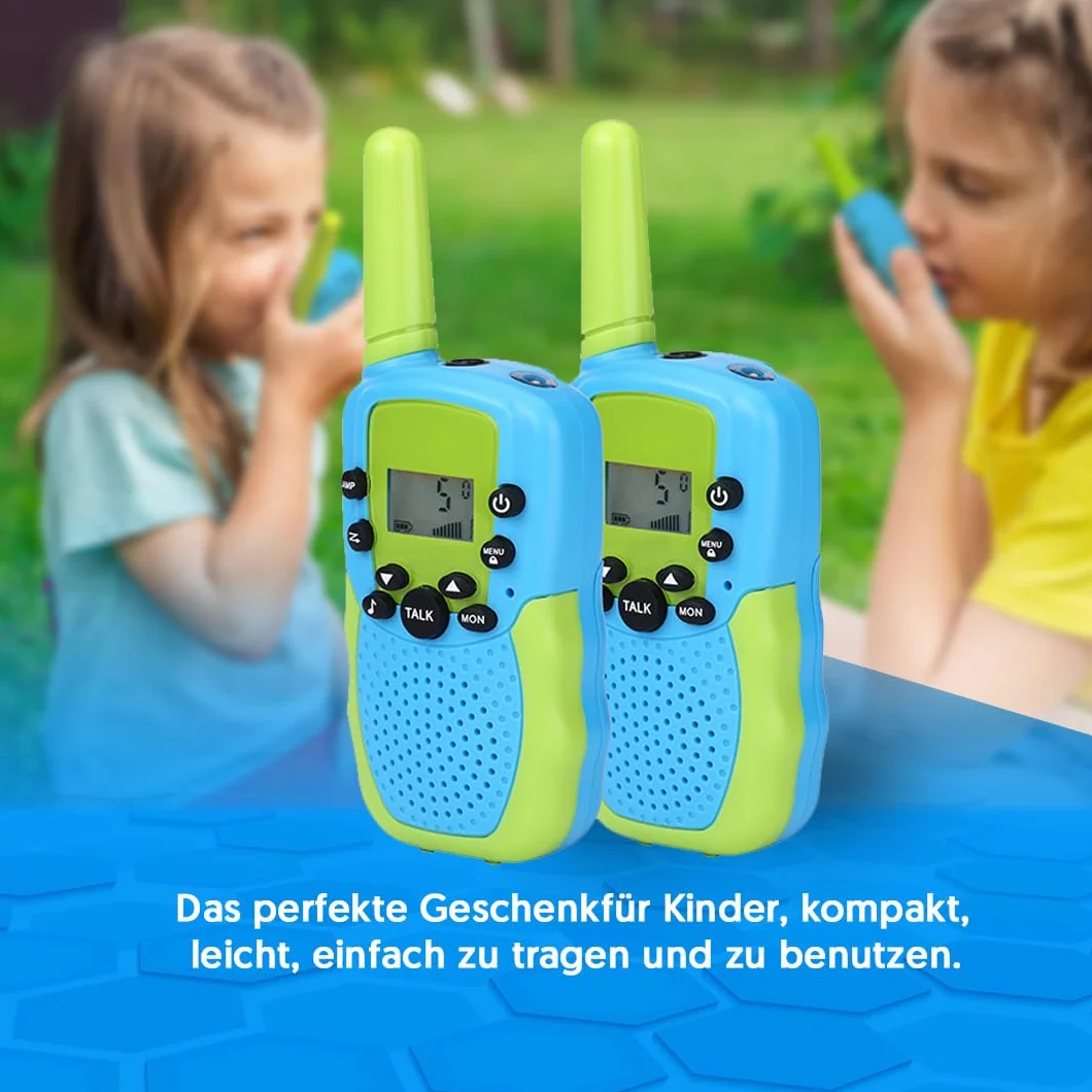 NK Walkie-Talkie dla Dzieci w wieku 4, 5, 6, 7, 8, 9 lat (baterie w zestawie) - Długi dystans 3 km, Wyświetlacz LED, 22 kanały, Zabawka dla dzieci z latarką, Prezent na Boże Narodzenie, urodziny,