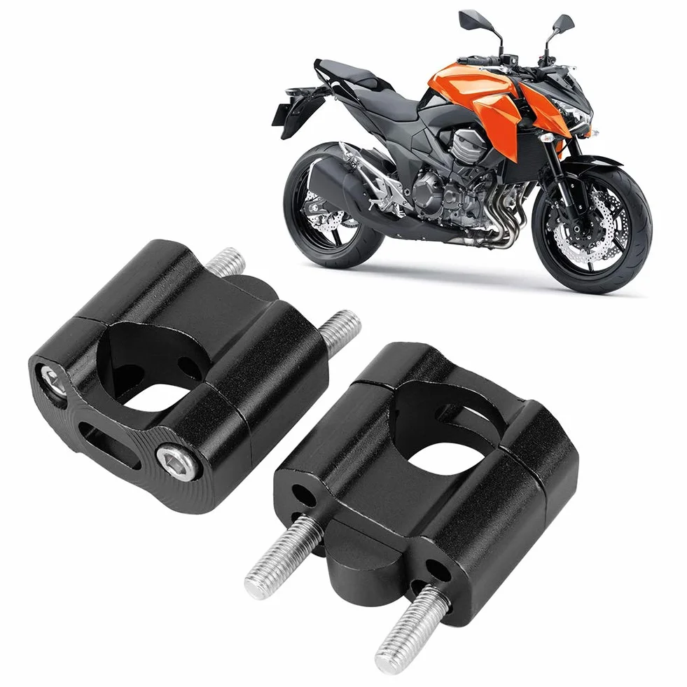Para 22mm/28mm 1/8 Cala 7/8 Cala Zaciski do Mocowania na kierownicę Motocykla Adapter Podwyższający CNC Stop Aluminium, łatwy w Montażu Bez Wiercenia i Spawania (BLACK)