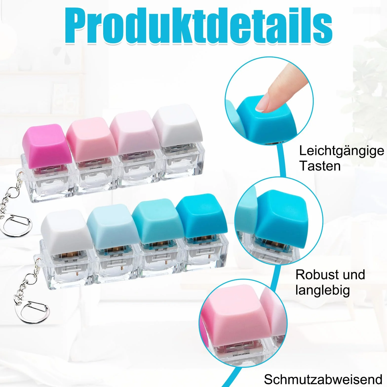 2-sztukowy zestaw przezroczystych zabawek Fidget Toys dla dorosłych, zabawki antystresowe dla dorosłych z kluczami, antystresowa klawiatura PC do biura i szkoły, dla dorosłych i młodzieży