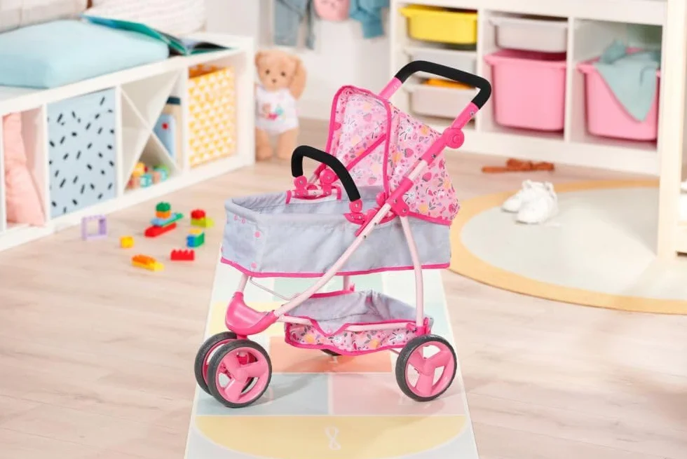 BABY born 834145 Zapf Creation wózek dziecięcy ze składanym kapturem, przekształca się z klasycznego wózka dziecięcego na sportowy jogger, schowek na akcesoria, pasuje do lalek 43 cm, dla dzieci w