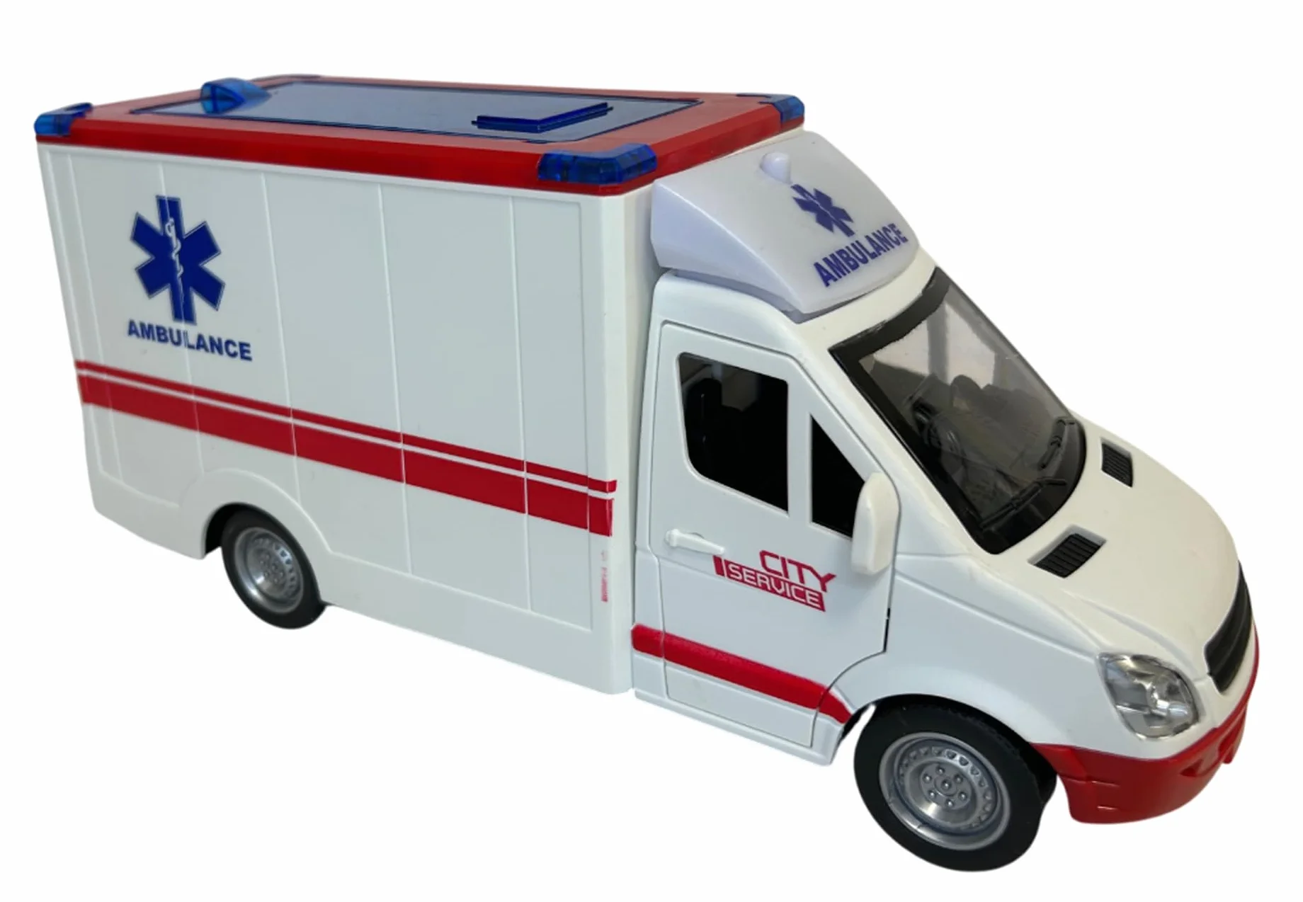 Generisch Zabawka karetki z lampkami, syrenami, drzwiami i dachem, otwieranie ruchu, sprzęgło pogotowia, duża skala 1:16 cm, 26 pierwsza pomoc z dźwiękami świetlnymi, wysuwany nosidełko dla dzieci od