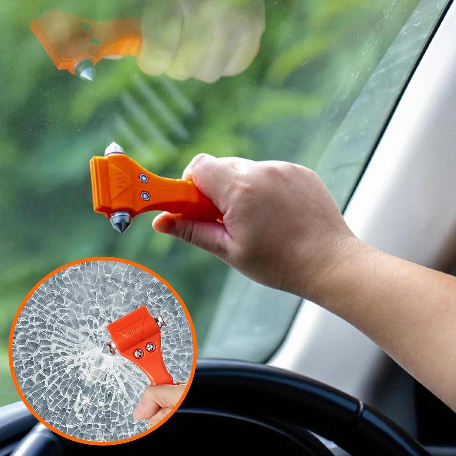 4 sztuki młotka awaryjnego do samochodu, z przecinakiem do pasów, 2 w 1, młotek bezpieczeństwa z 4 gwizdkami do samochodu, autobusu, samochodu osobowego, ciężarowego