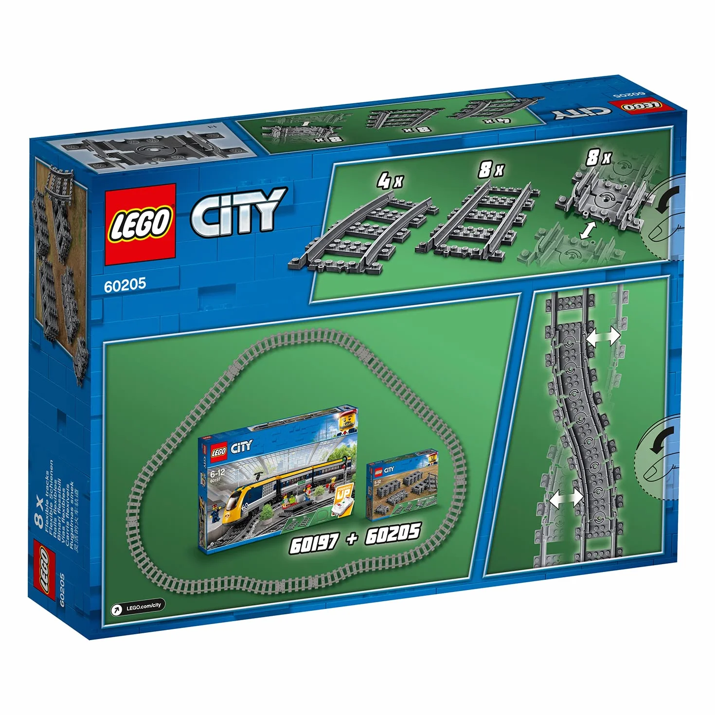LEGO 60205 City Tory, Zestaw Kolejowy dla Dzieci, Kompatybilny z Pociągiem Pasażerskim LEGO 60337, Pomysł na Prezent na Urodziny lub Mikołaja dla Chłopców i Dziewczynek od 5 lat