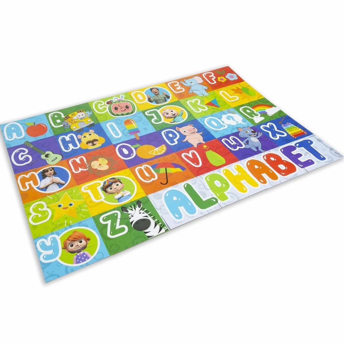 CoComelon 30 elementów, ogromne alfabet od A do Z, puzzle podłogowe, dla dzieci, nauka, aktywność, gra
