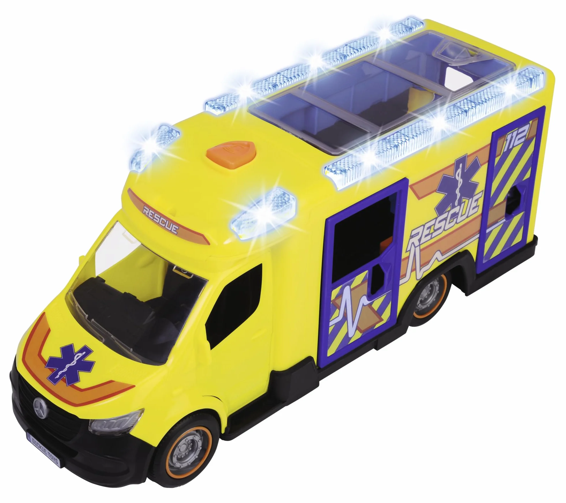 Dickie Toys 203716025 Karetka Ratunkowa Mercedes-Benz Sprinter, Duży Samochód Zabawkowy z Syreną