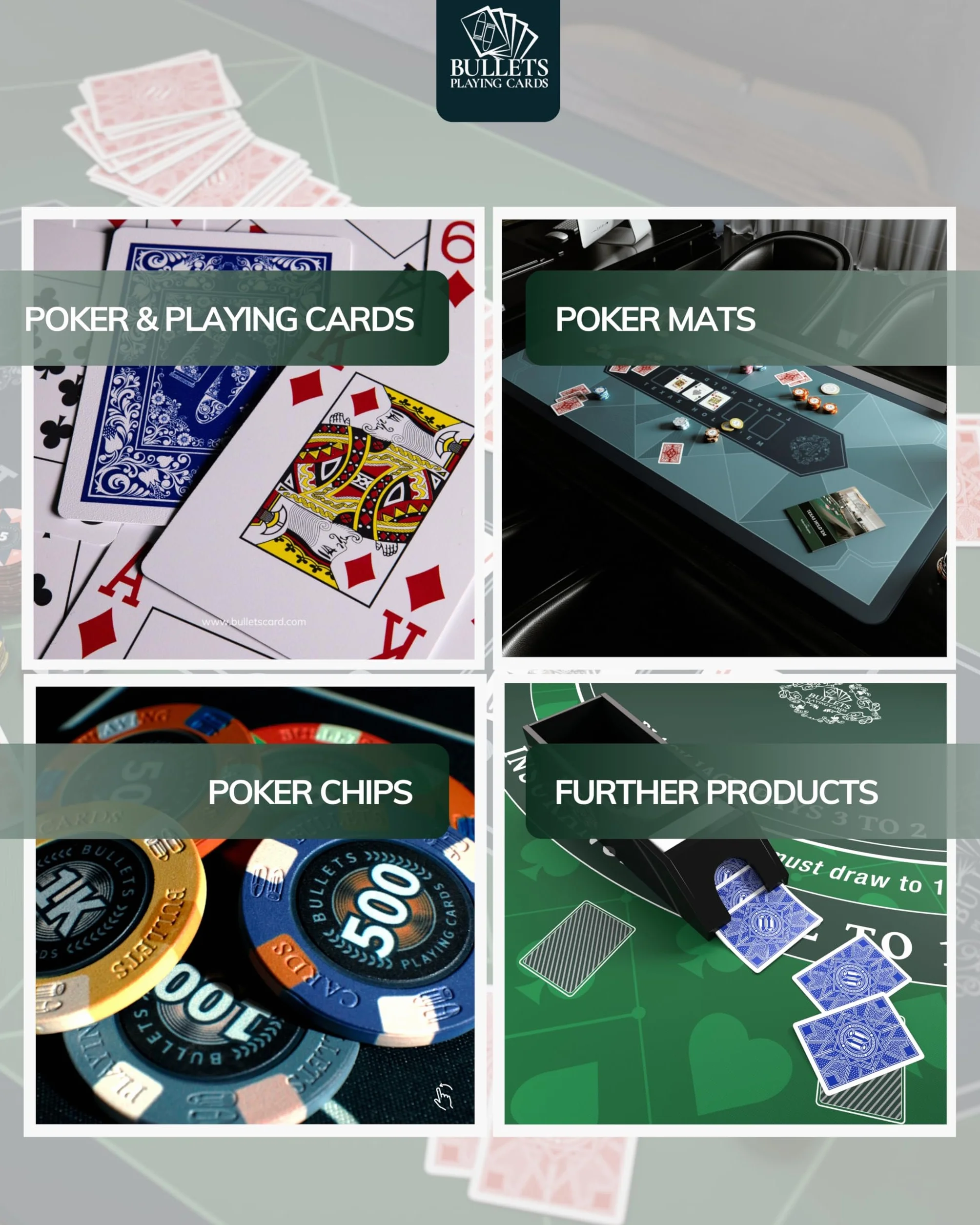 Bullets Playing Cards, Zestaw pokerowy "Carmela" z 500 glinianymi żetonami do pokera, w tym ceramiczny przycisk dealera, podwójne opakowanie kart do pokera Bullets