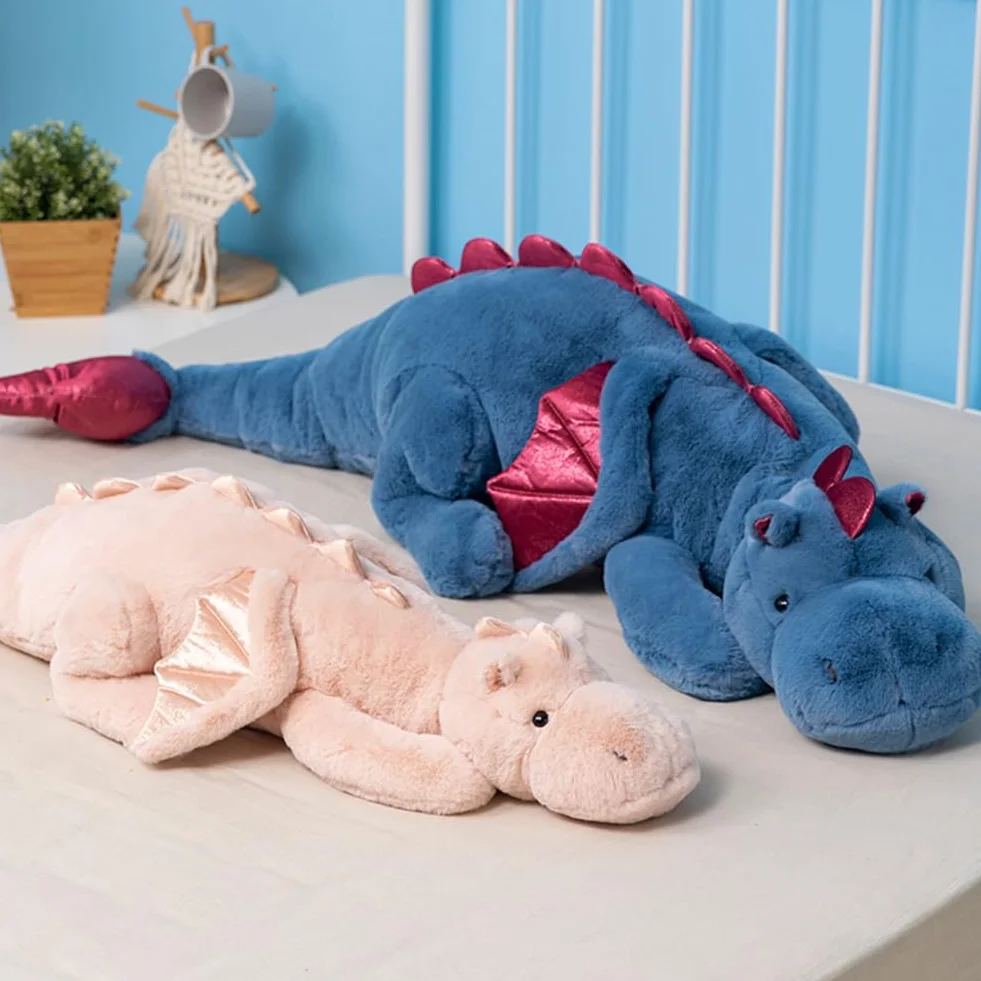 Duży smok wypchane zwierzę, miękki smok, pluszowa zabawka, 130 cm, 3 kg, dla dzieci i dorosłych, dostępna w kolorze niebieskim, zielonym, różowym i białym
