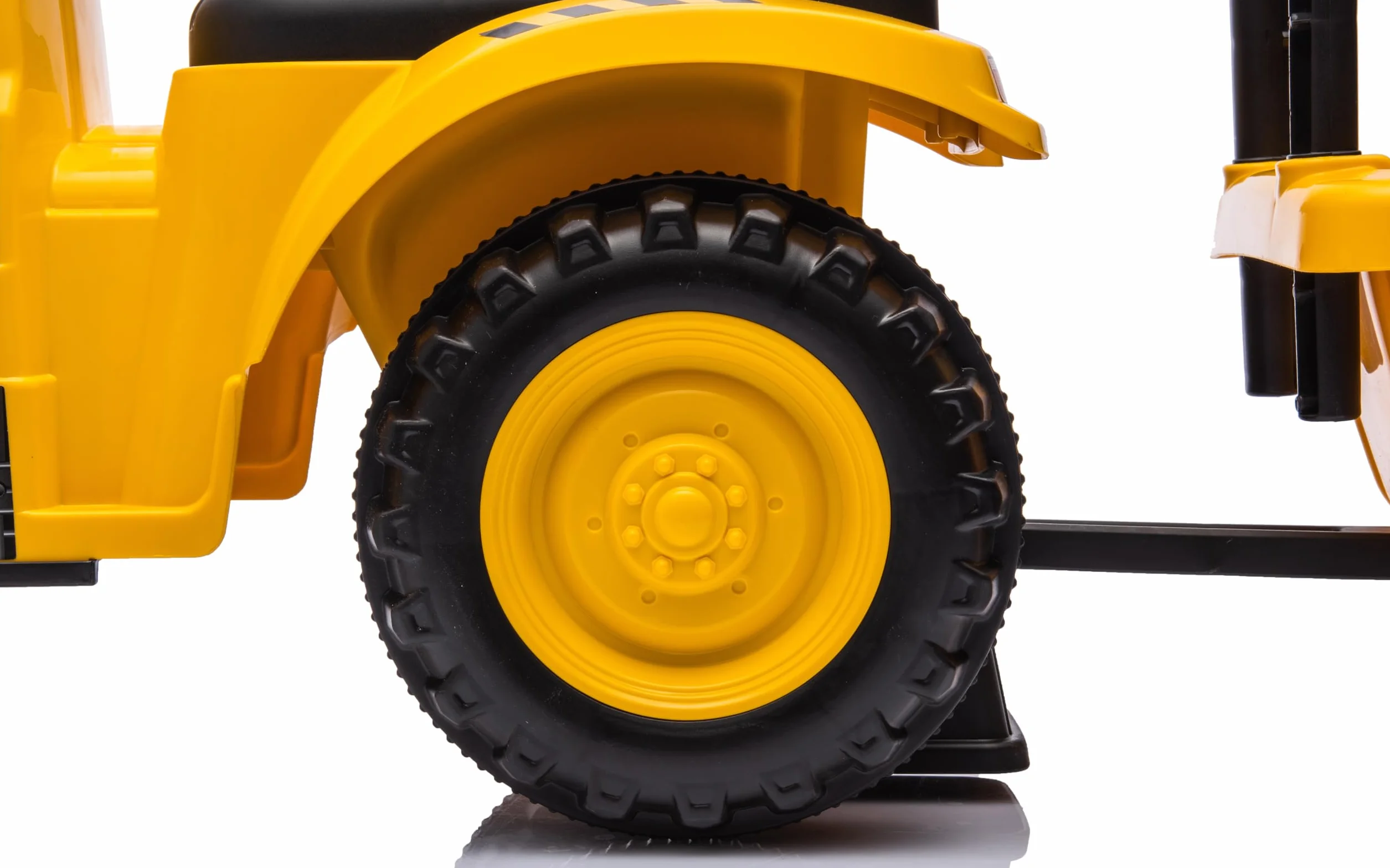 sun baby Jeździk dla dzieci Traktor z przyczepą New Holland, łopatka oraz grabki w zestawie, efekty dźwiękowe i świetlne, odczepiana przyczepka (Żółto-Czarny)