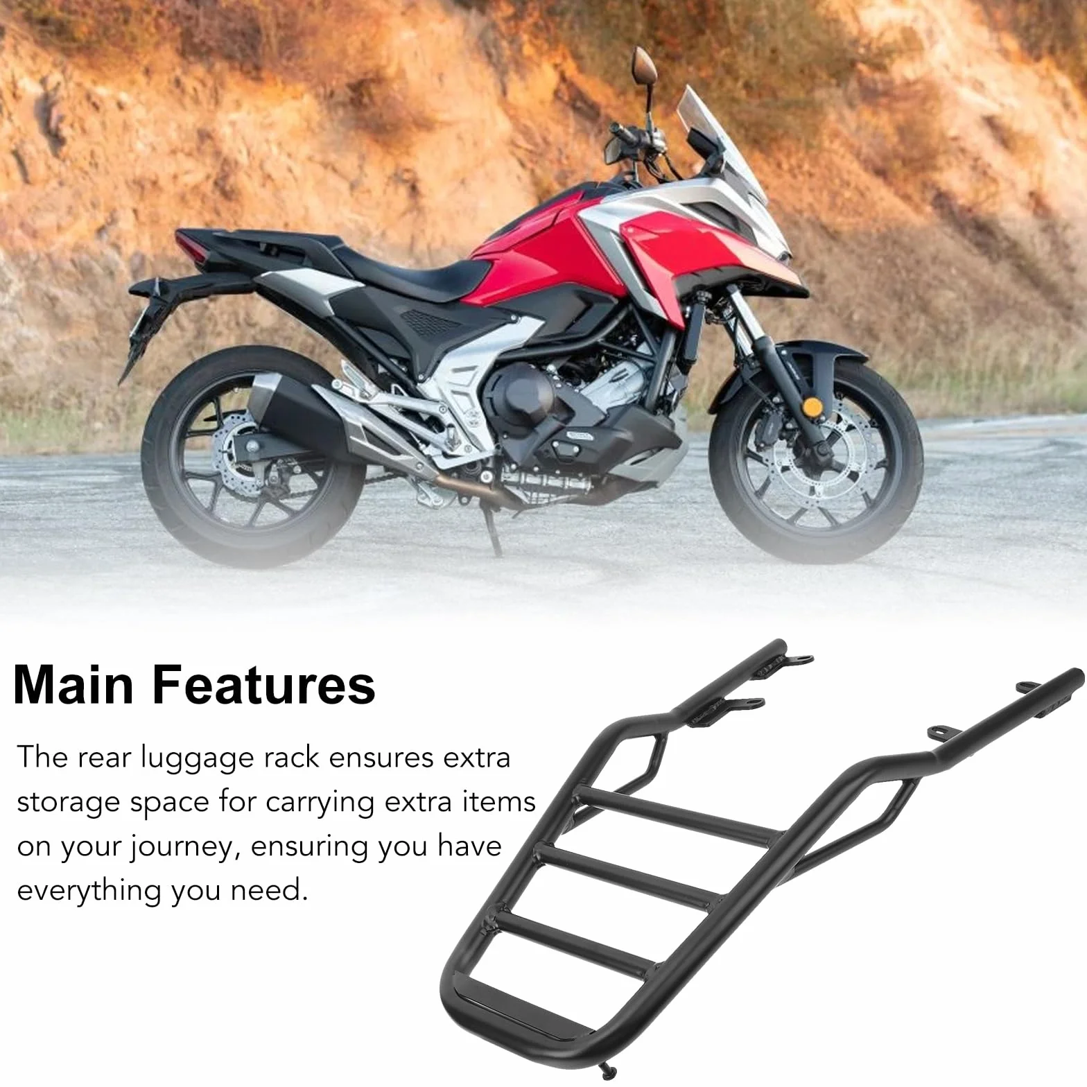 Tylny Bagażnik Motocyklowy do NC750X 2021-2023, Bagażnik Motocyklowy, Bagażniki Powersports, Tylna Półka Bagażowa Motocykla lub NC750X, Odporna na rdzę i łatwa Instalacja