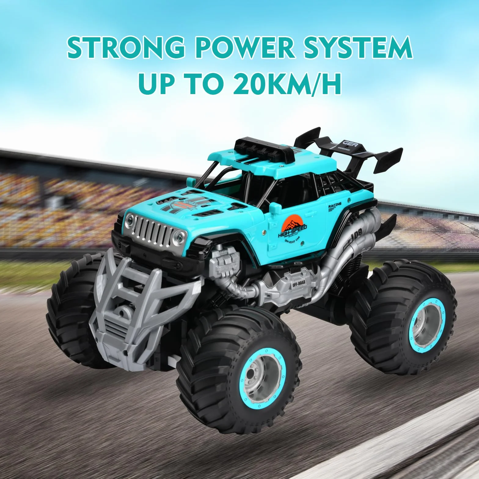iBlivers Samochód Zdalnie Sterowany, Zdalne sterowanie Monster Truck, 2.4GHz All Terrain RC Cars, zdalne sterowanie Monster Car z 2 bateriami, Spray RC Truck dla chłopców 4-7 8-12 i dziewcząt