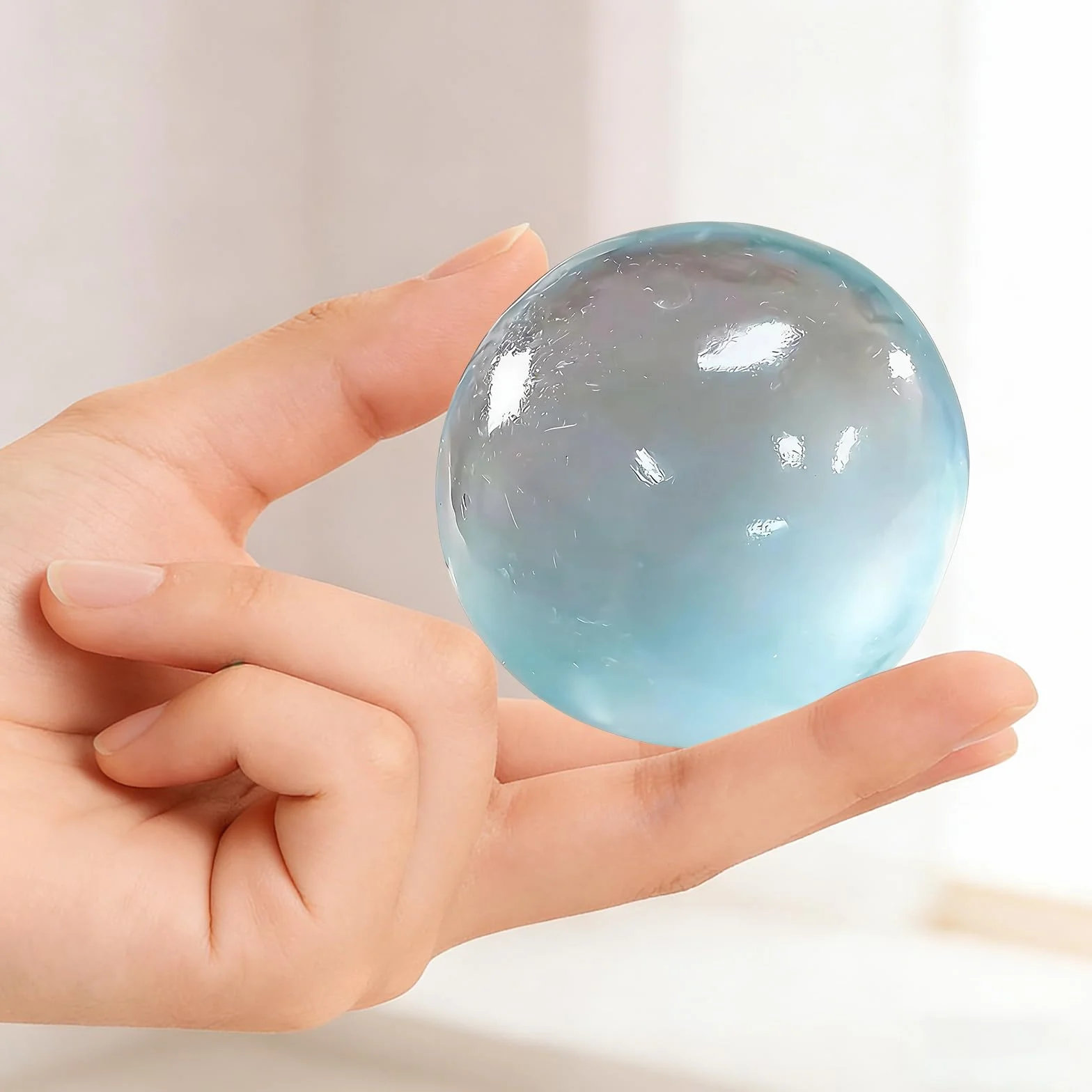 Kulka do squishies z oleju kokosowego, 6 cm, ręcznie wykonana, wyciskana piasek, kleista, nieprzylepna, wielokrotnego użytku, idealna do pracy, nauki, podróży
