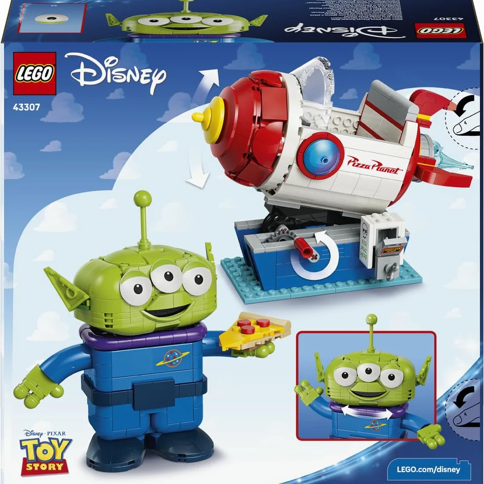 LEGO ǀ Disney i Pixar Kosmita z bujaną rakietą Pizza Planet, zabawka dla dzieci od 9 lat, ruchoma figurka kosmity, ozdoba do pokoju dziecięcego, pomysł na prezent dla chłopca i dziewczynki 43307