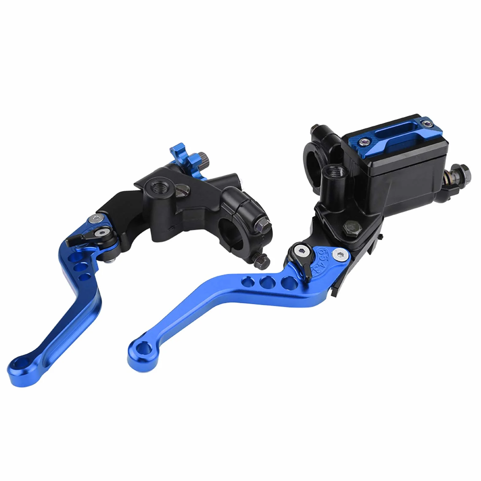 Jedna para lewej i prawej dźwigni sprzęgła, 1 para 7/8"(22 mm) uniwersalnych dźwigni zbiornika głównego cylindra sprzęgła hamulca motocykla (niebieskie)