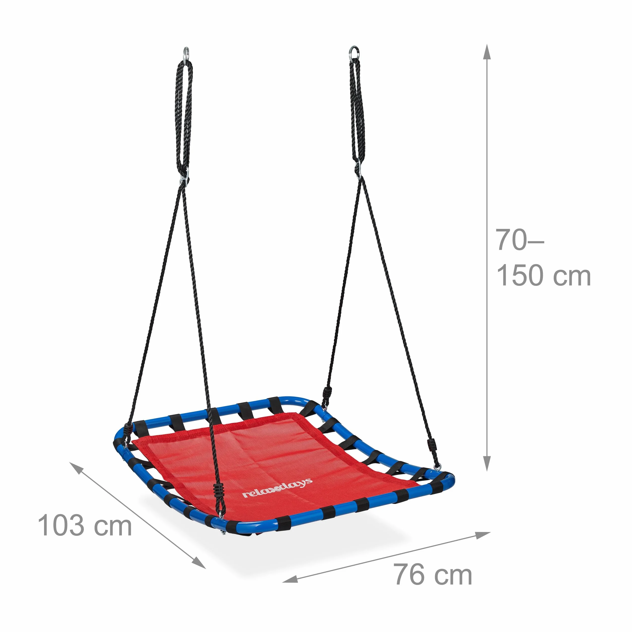 Relaxdays Huśtawka gniazdowa, dla dzieci i dorosłych, obciążenie do 100 kg, z regulacją wysokości, szer. x gł. 76 x 103 cm, huśtawka ogrodowa, czerwona